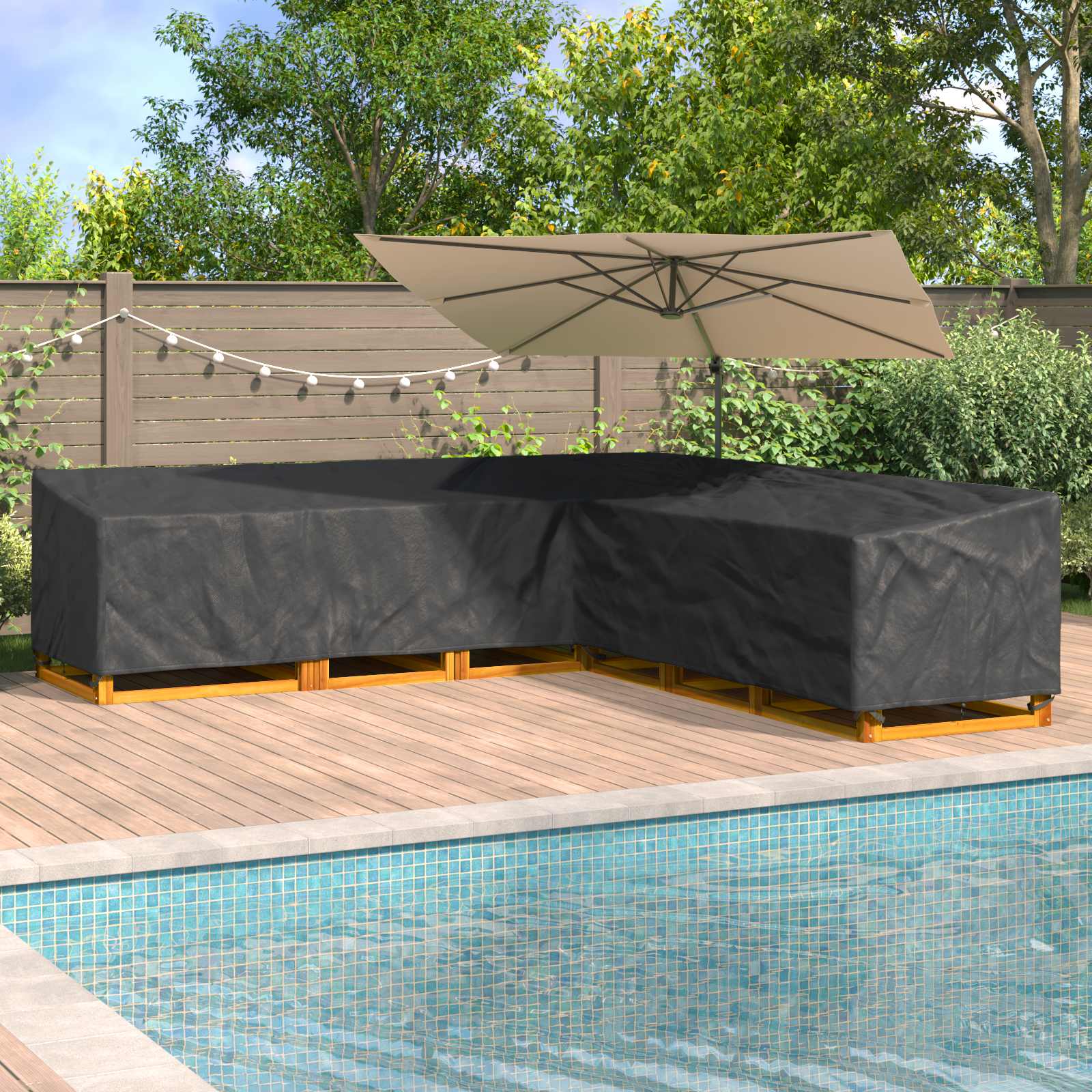 Copertura Per Mobili Nero 325 X 325 X 80 Cm Tessuto Oxford 600d
