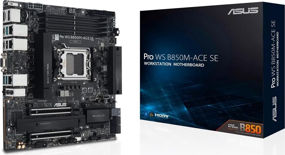 Asus Pro Ws B850M-Ace Se Am5 Amd MicrO-Atx Motherboard 4xddr5 Pcie 5.0 2xm.2 1xhdmi 2xdisplayport 1xvga 4xsata - Mainboard - Amd Sockel Am5 (ryzen ze