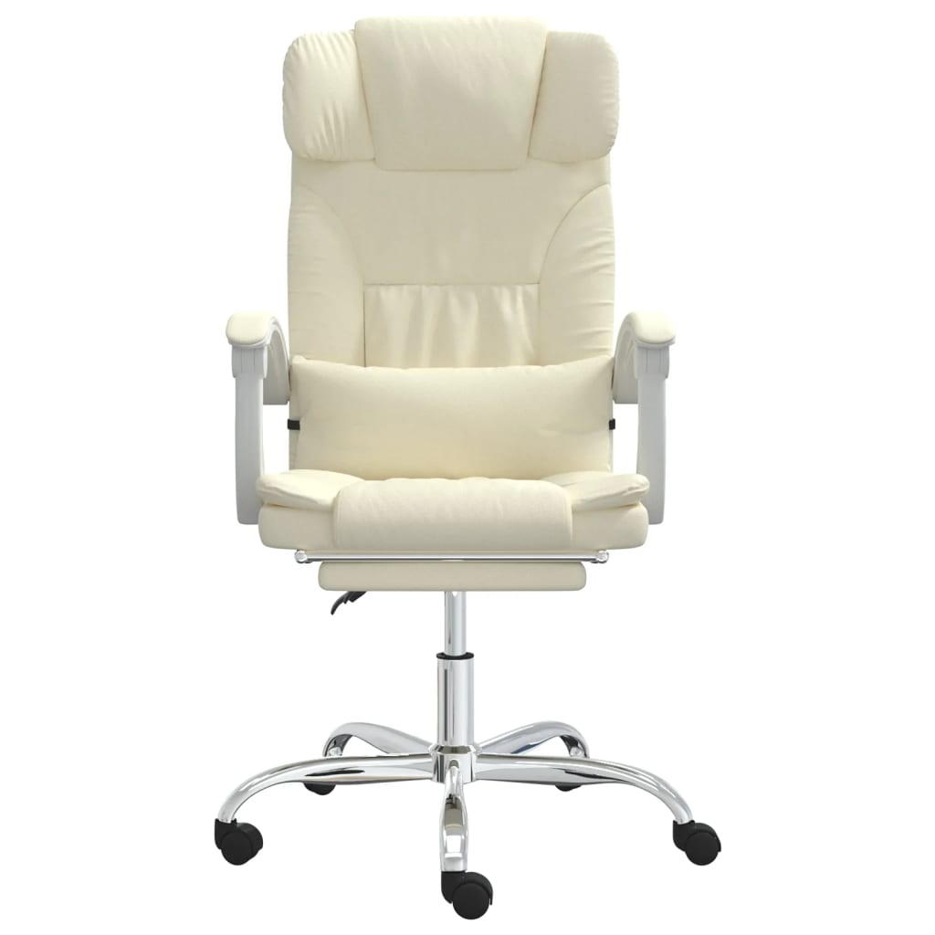 Poltrona Da Ufficio Massaggiante Reclinabile Crema Similpelle - Image 3