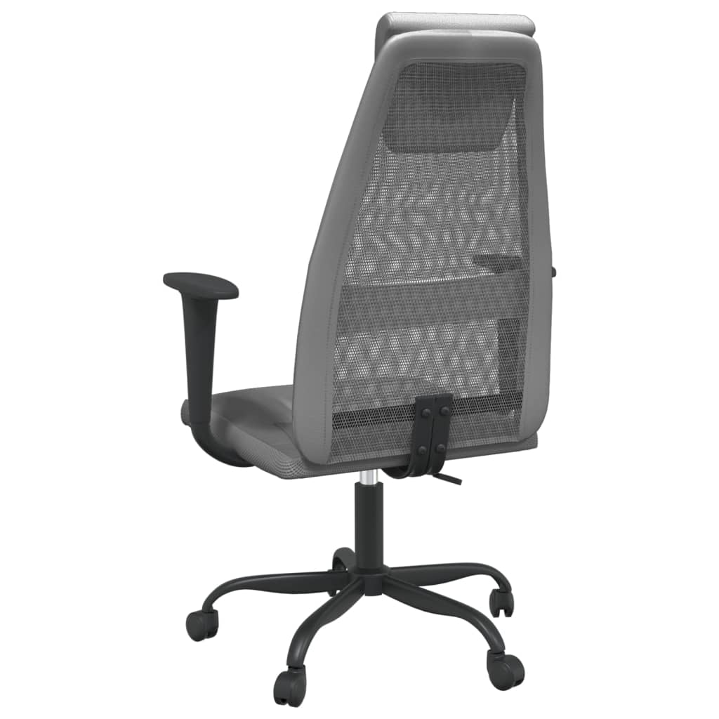 Sedia Da Ufficio Altezza Regolabile Grigia In Rete E Similpelle - Image 4
