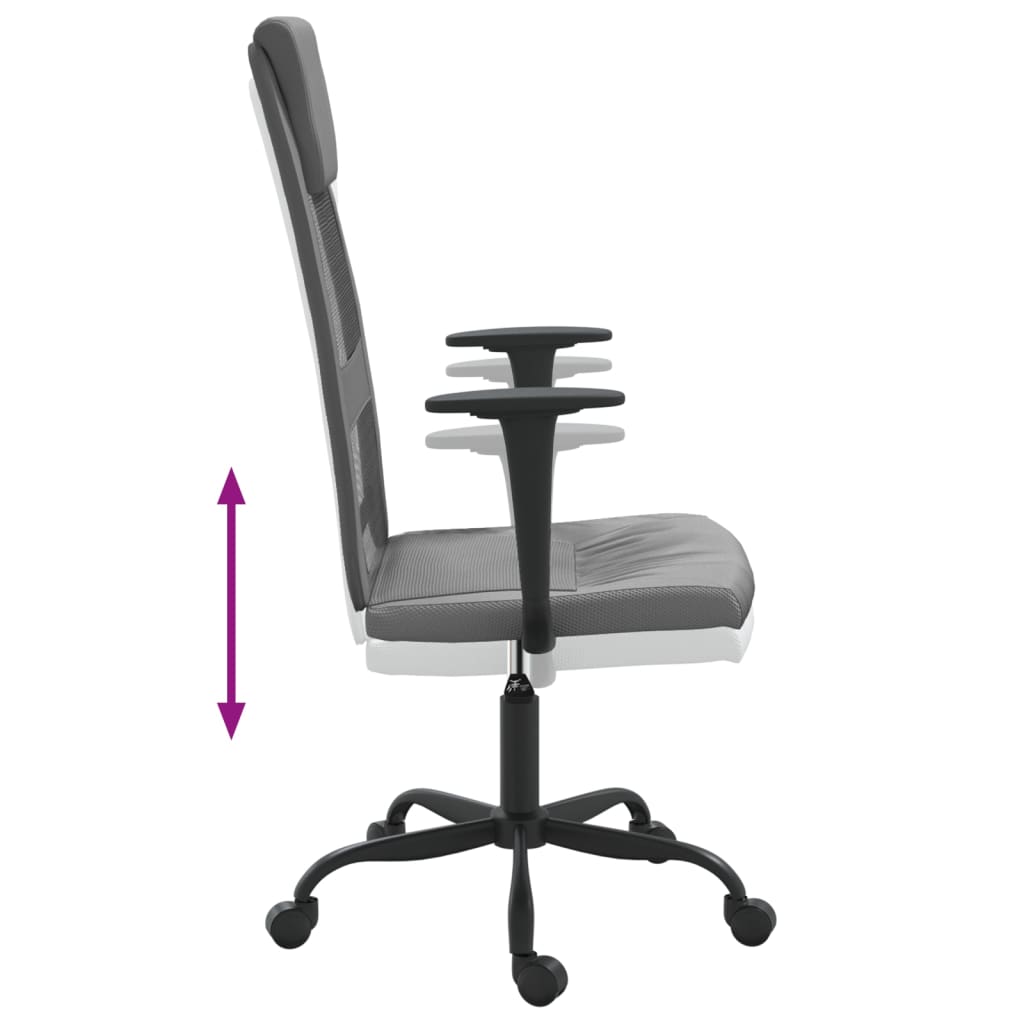 Sedia Da Ufficio Altezza Regolabile Grigia In Rete E Similpelle - Image 5