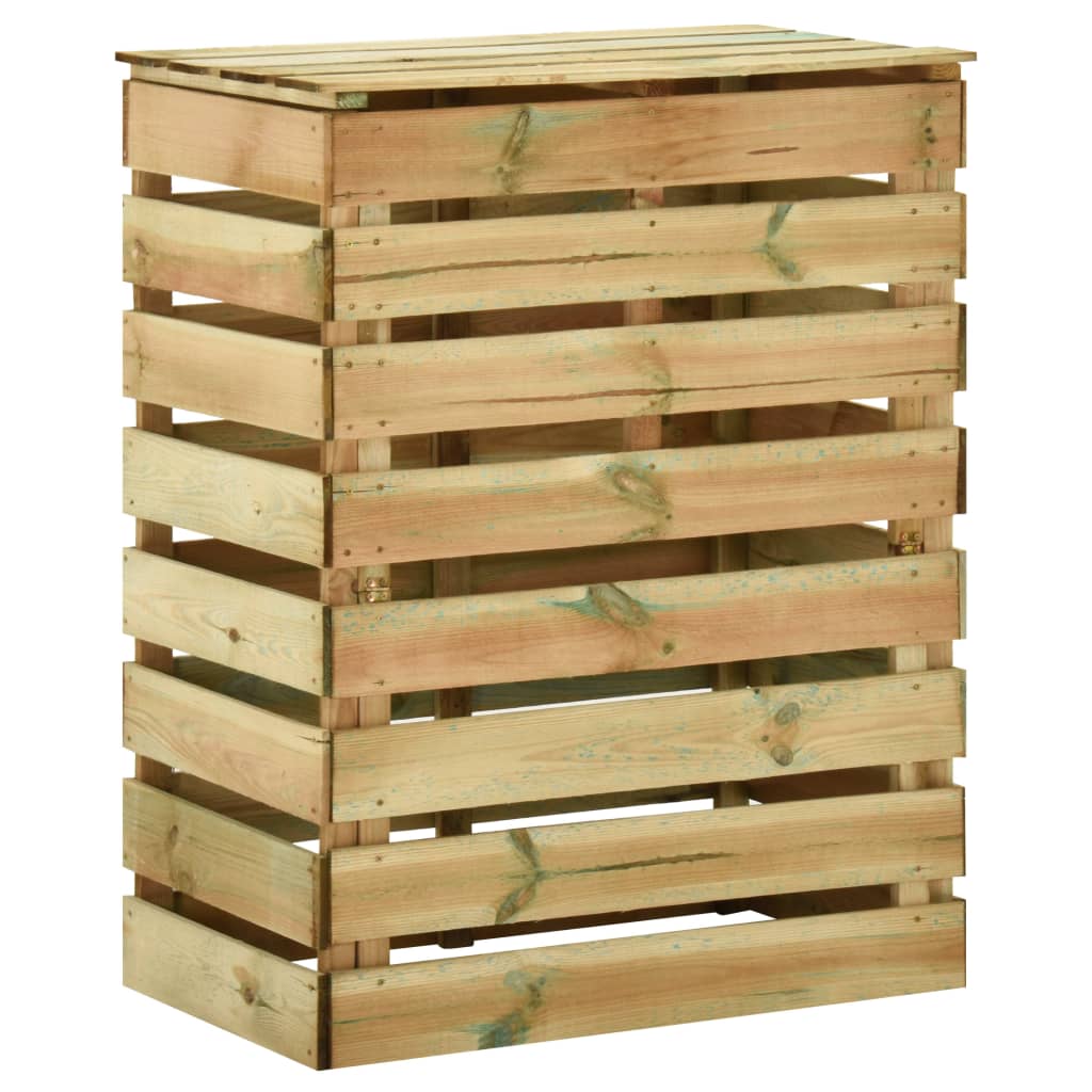 Compostiera Da Giardino A Doghe 80x50x100cm In Pino Impregnato