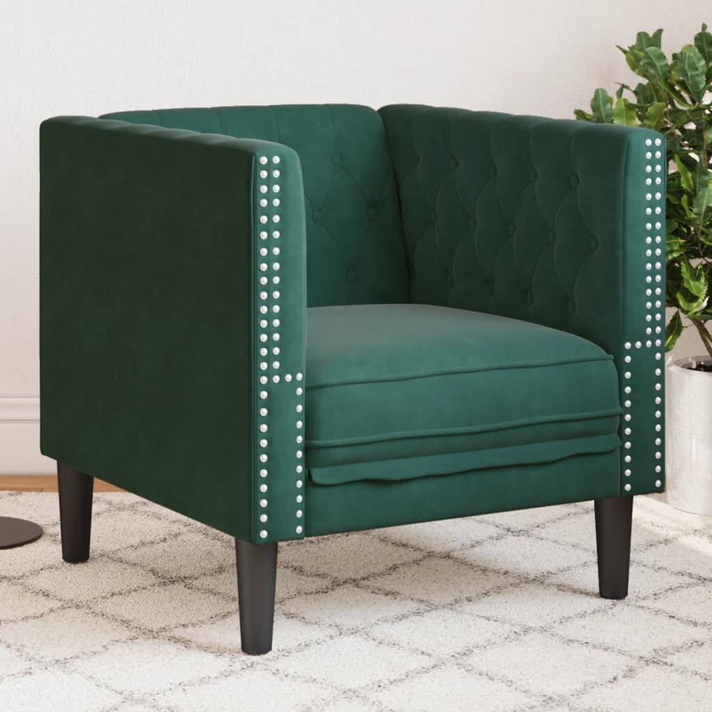 Poltrona Chesterfield Grigio Scuro In Velluto