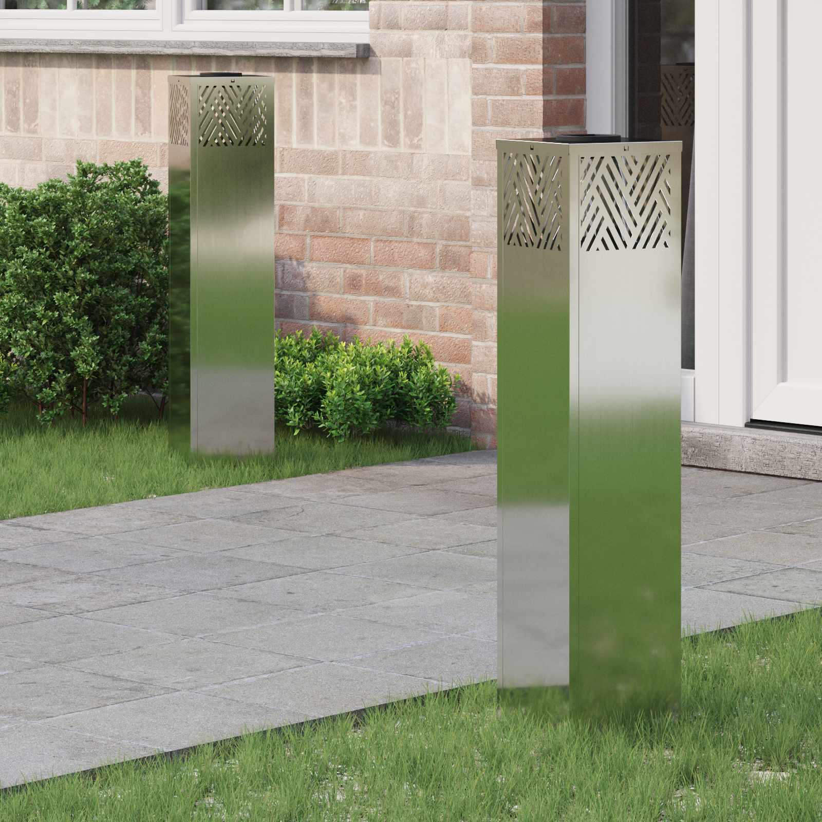 Faro Led Solare Per Sentieri 2 Pcs Zincato Zincato