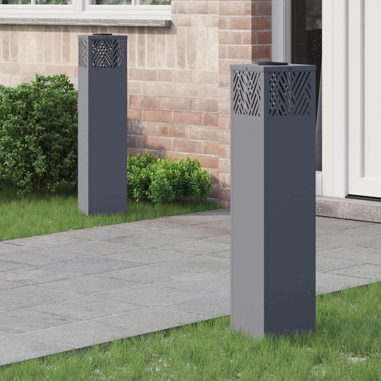 Faro Led Solare Per Sentieri A Spina Di Pesce 2 Pcs Antracite