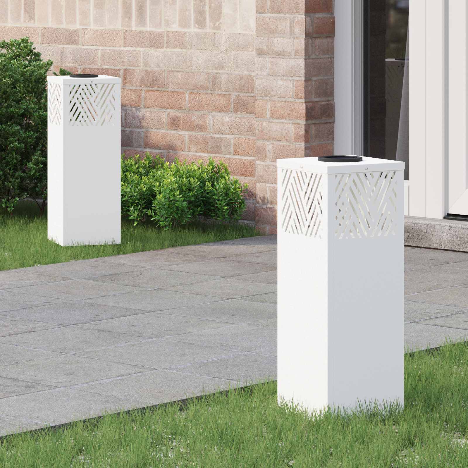 Faro Led Solare Per Sentieri A Spina Di Pesce 2 Pcs Bianco