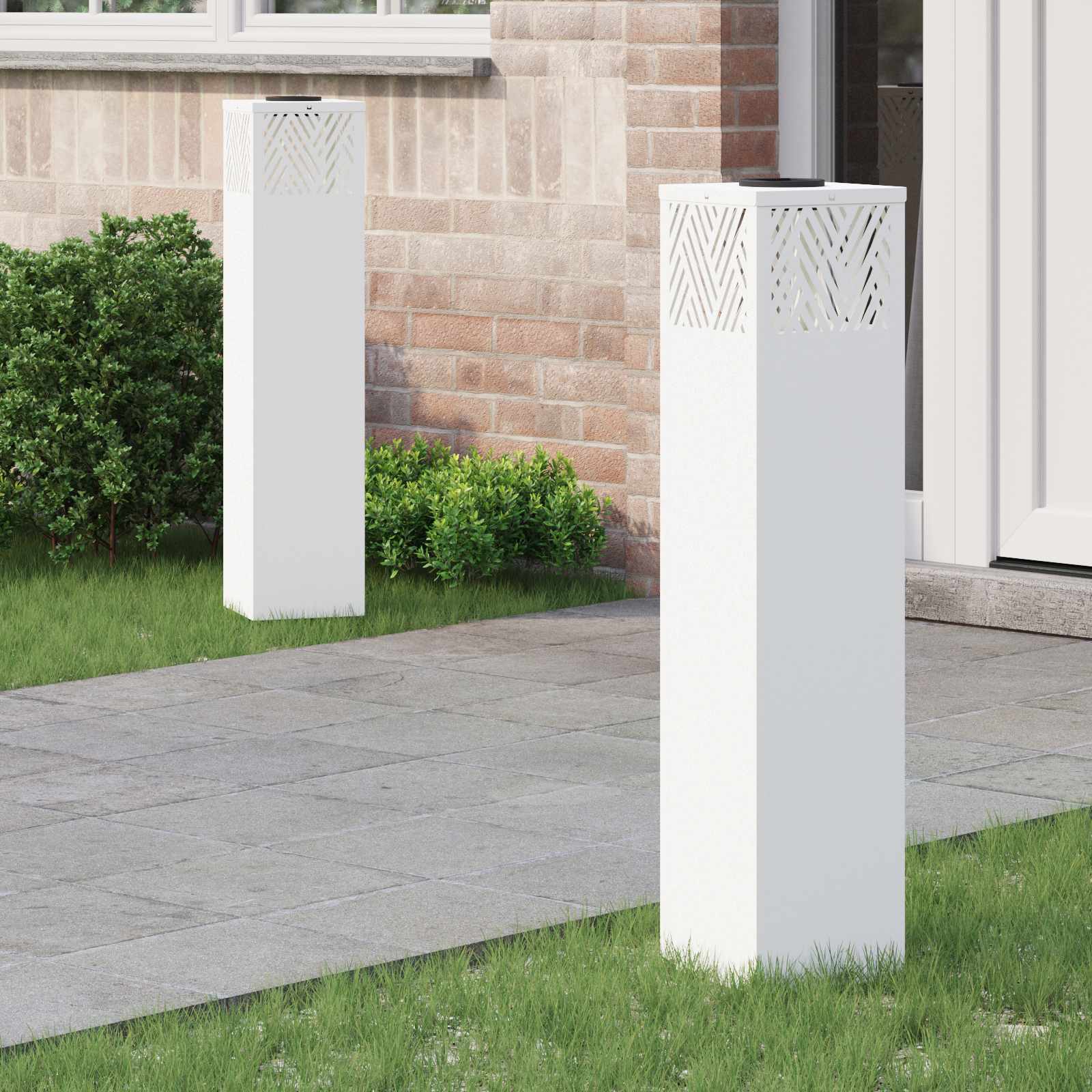 Faro Led Solare Per Sentieri A Spina Di Pesce 2 Pcs Bianco
