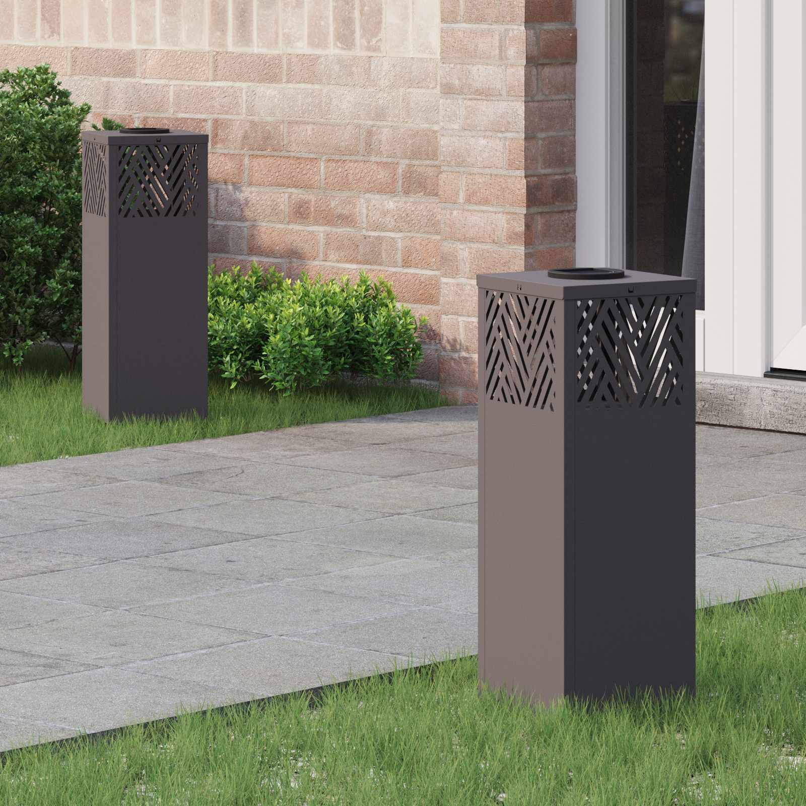 Faro Led Solare Per Sentieri A Spina Di Pesce 2 Pcs Nero