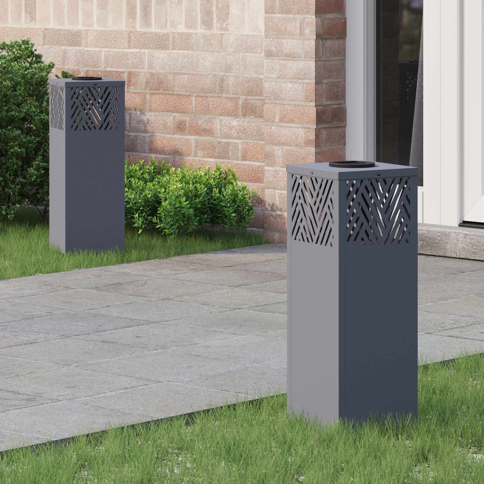 Faro Led Solare Per Sentieri A Spina Di Pesce 2 Pcs Antracite