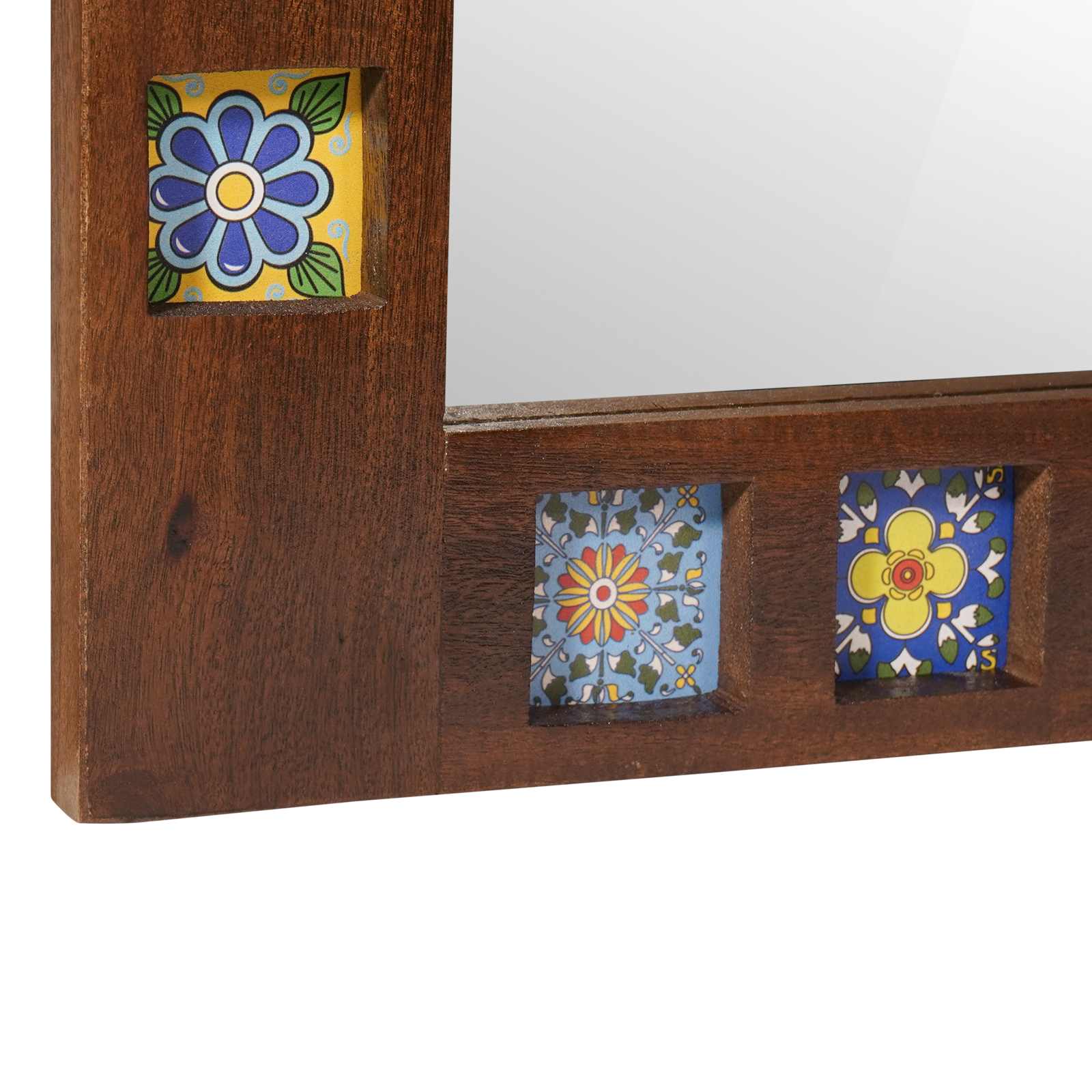 Specchio Da Bagno Noce 50 X 70 X 3 Cm Legno Di Mango Massello - Image 3