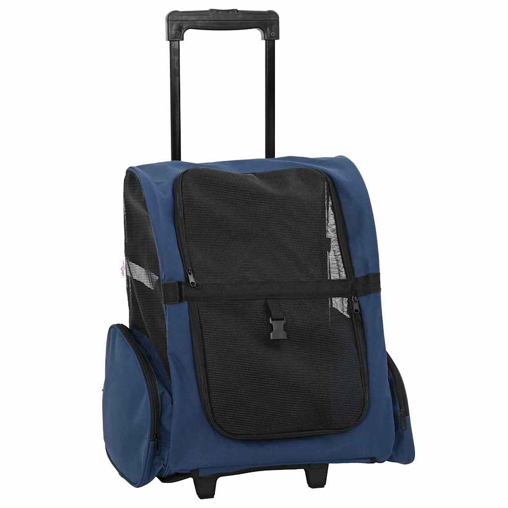 Carrello Per Animali Domestici 3 In 1 Design Blu 48x32x(57-106) Cm Tessuto Oxford