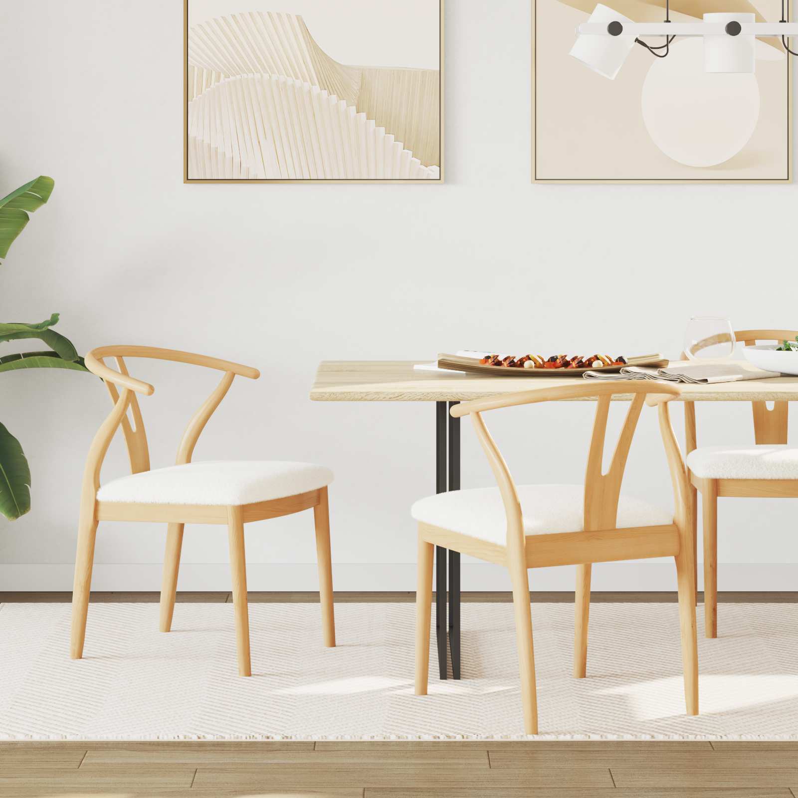 Sedia Da Pranzo 2 Pcs Naturale E Chiaro Legno Di Gomma Solido