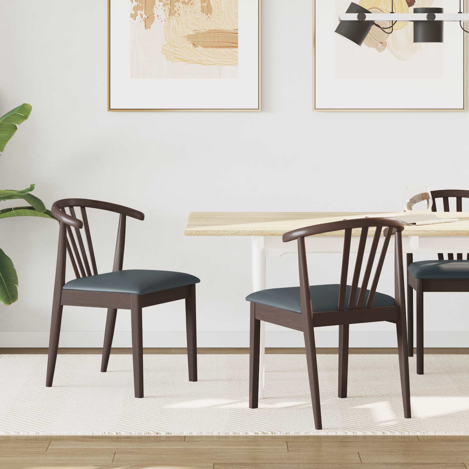 Sedia Da Pranzo 2 Pcs Marrone Chiaro E Nero