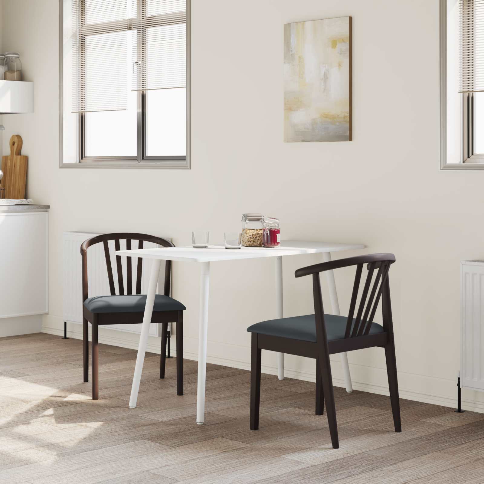 Sedia Da Pranzo 2 Pcs Marrone Chiaro E Nero - Image 3