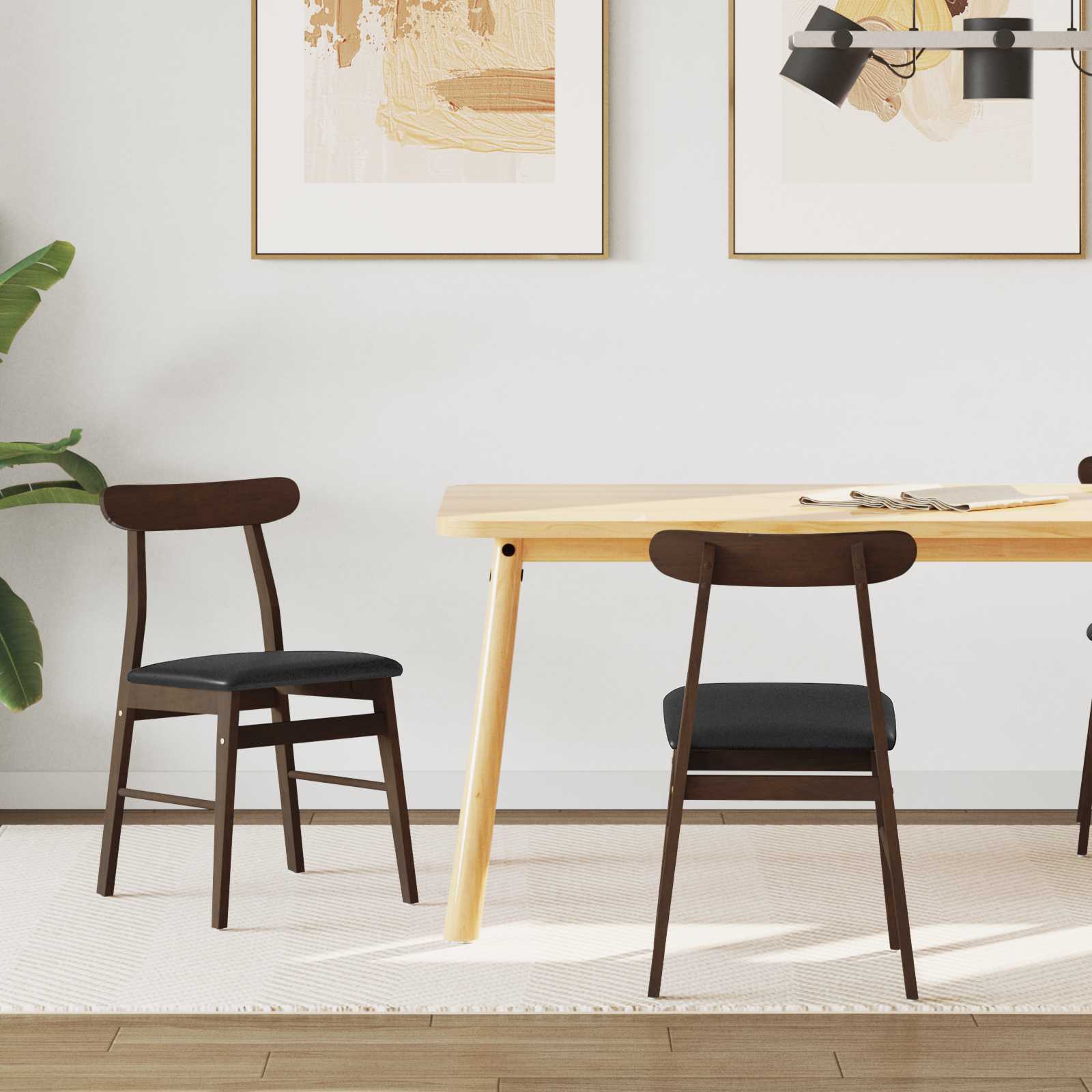 Sedia Da Pranzo 2 Pcs Marrone Chiaro E Nero