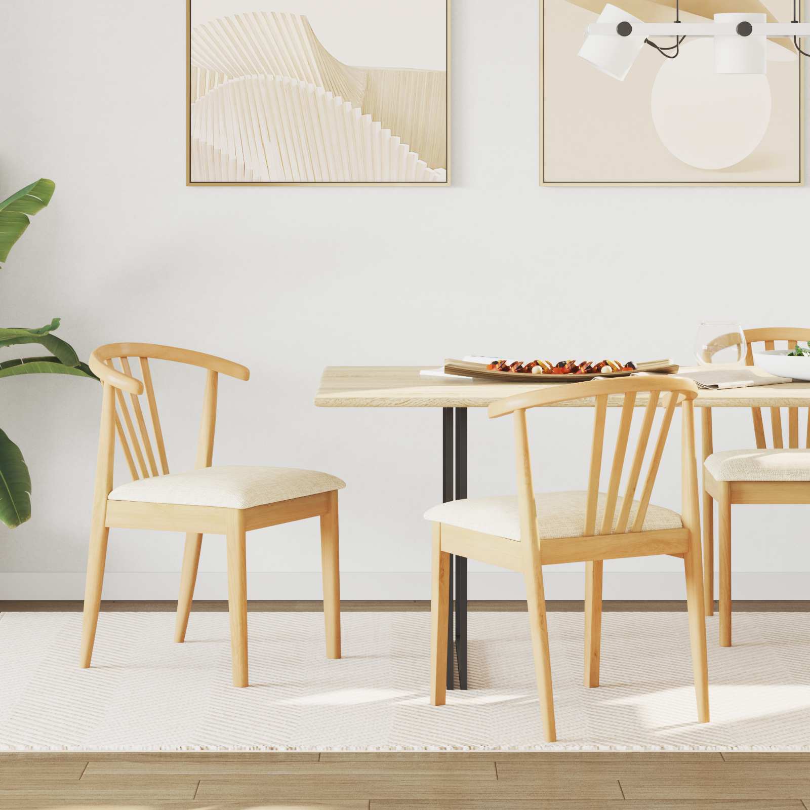 Sedia Da Pranzo 2 Pcs Naturale E Chiaro