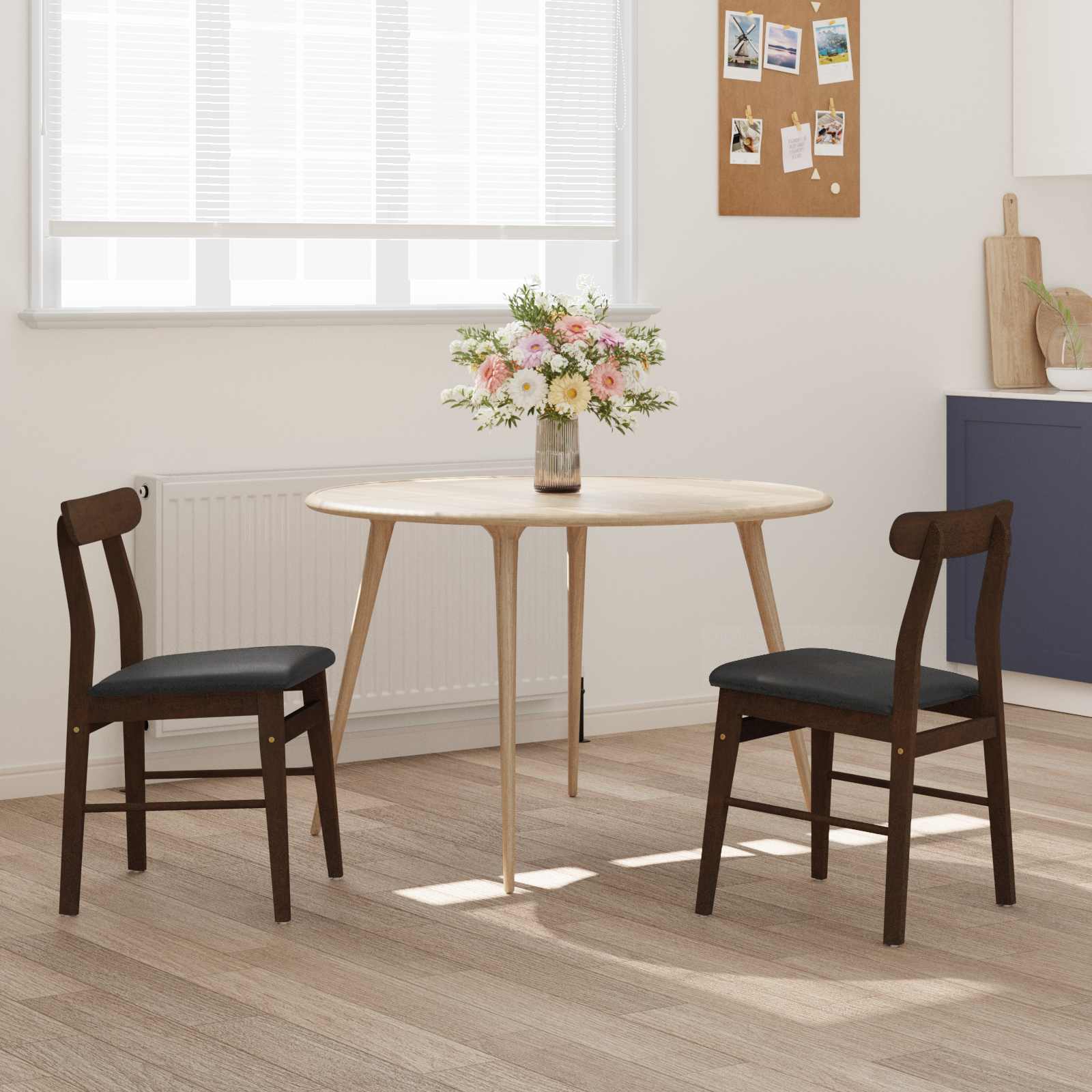 Sedia Da Pranzo 2 Pcs Marrone Chiaro E Nero - Image 3
