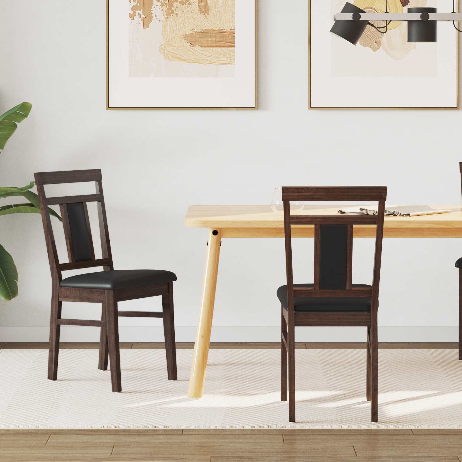 Sedia Da Pranzo 2 Pcs Marrone Chiaro E Nero