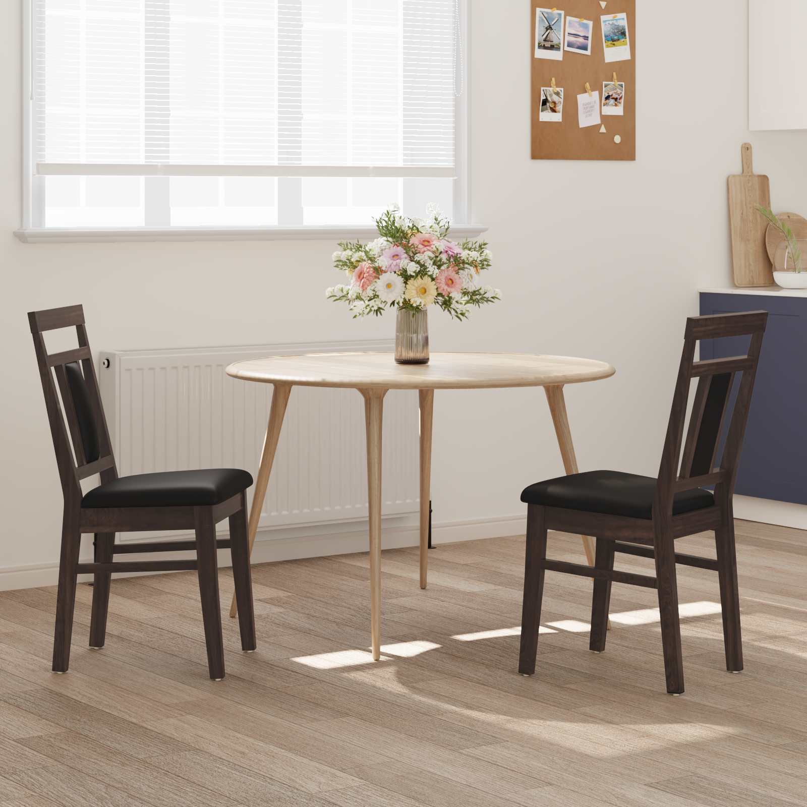 Sedia Da Pranzo 2 Pcs Marrone Chiaro E Nero - Image 3