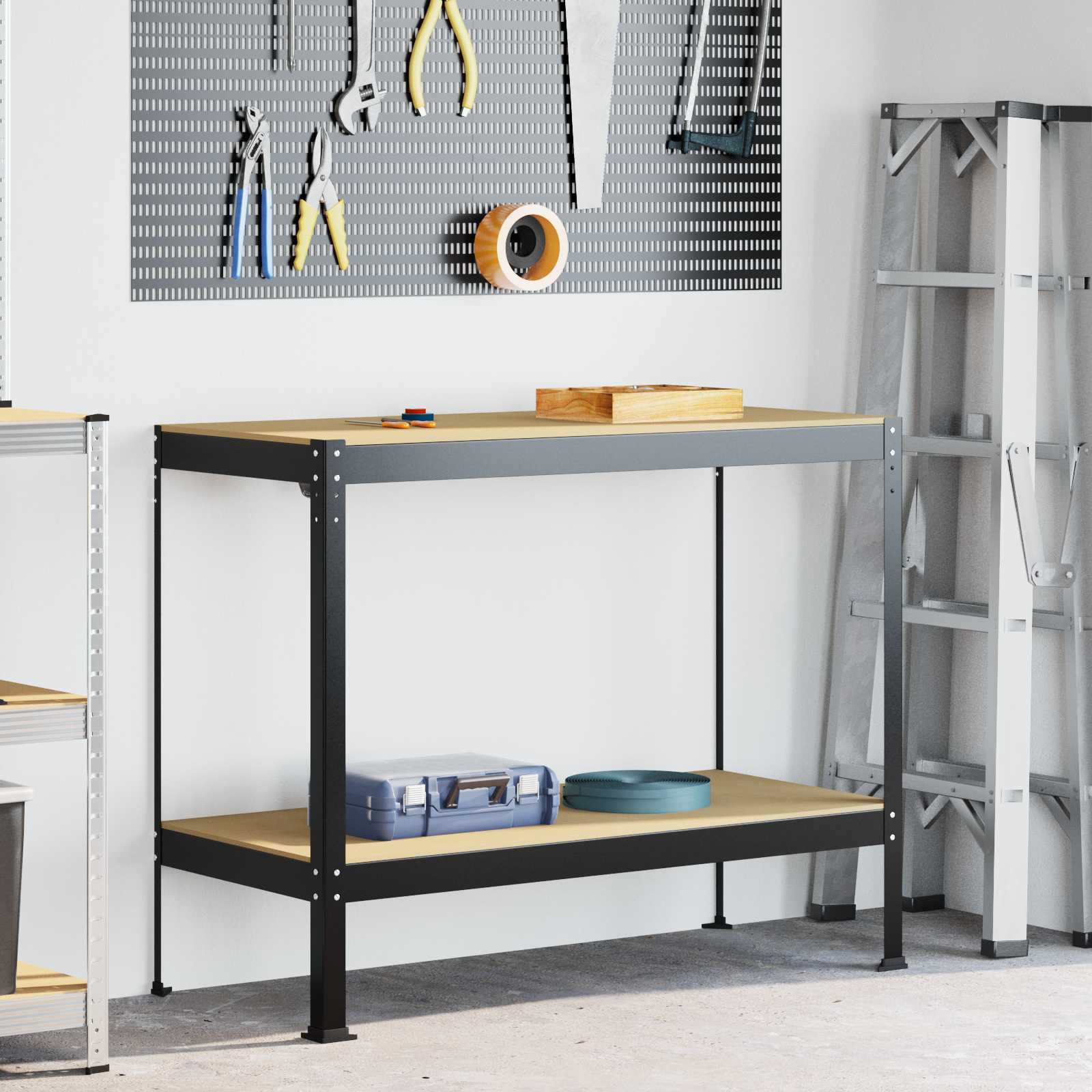 Banchi Da Lavoro Nero 81 X 41 X 145 Cm Legno Multistrato
