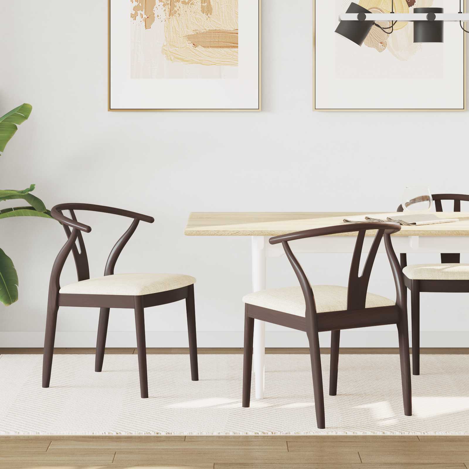 Sedia Da Pranzo 2 Pcs Marrone Chiaro E Chiaro