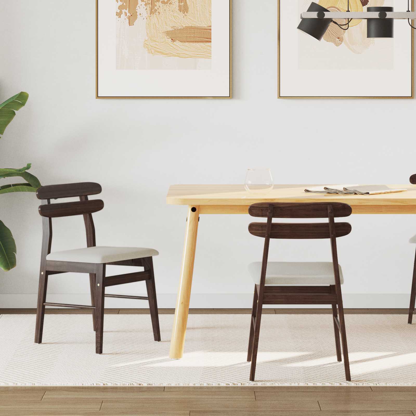 Sedia Da Pranzo 2 Pcs Marrone Chiaro E Chiaro
