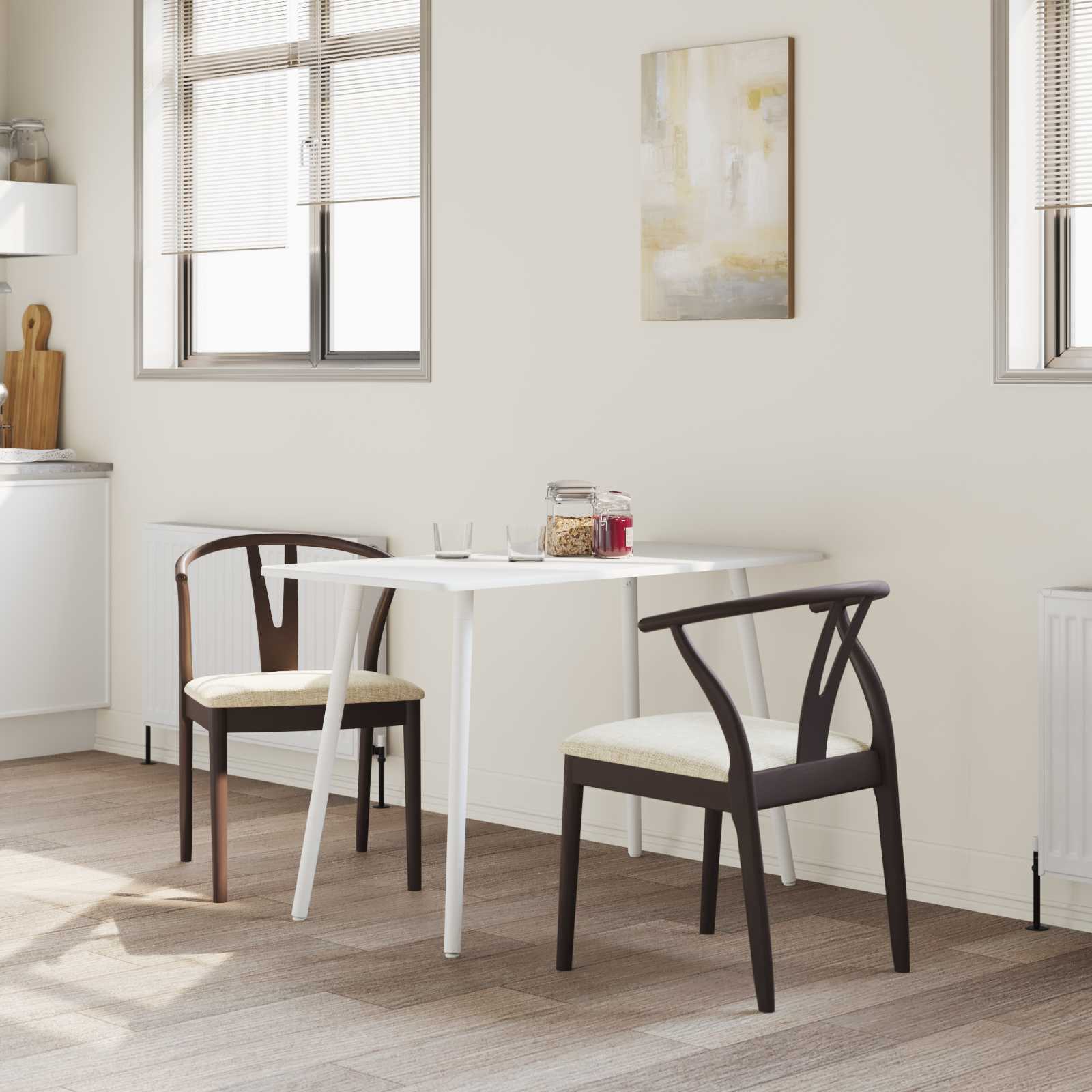Sedia Da Pranzo 2 Pcs Marrone Chiaro E Chiaro - Image 3