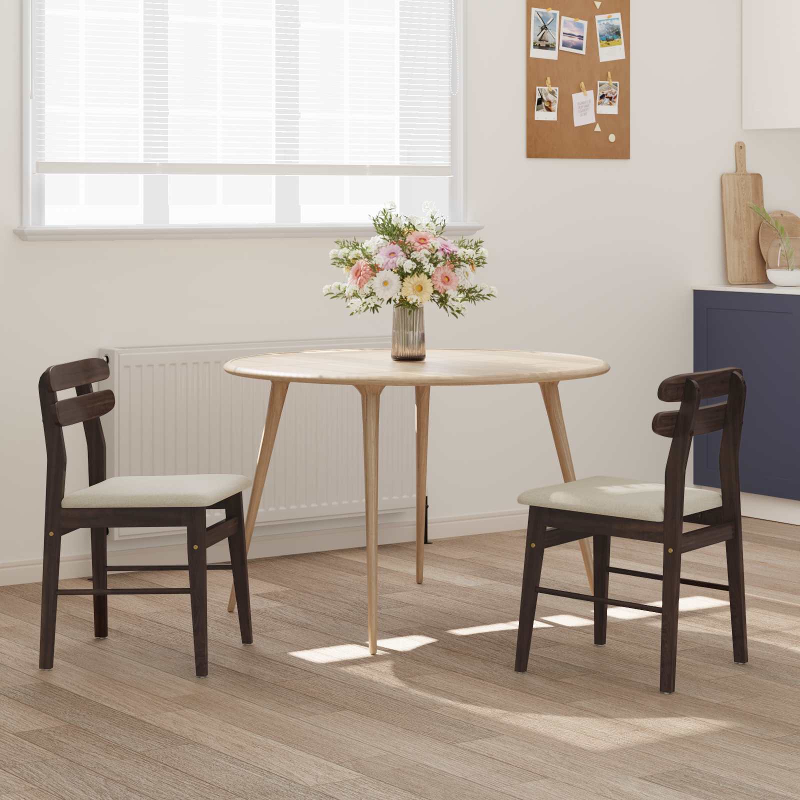 Sedia Da Pranzo 2 Pcs Marrone Chiaro E Chiaro - Image 3