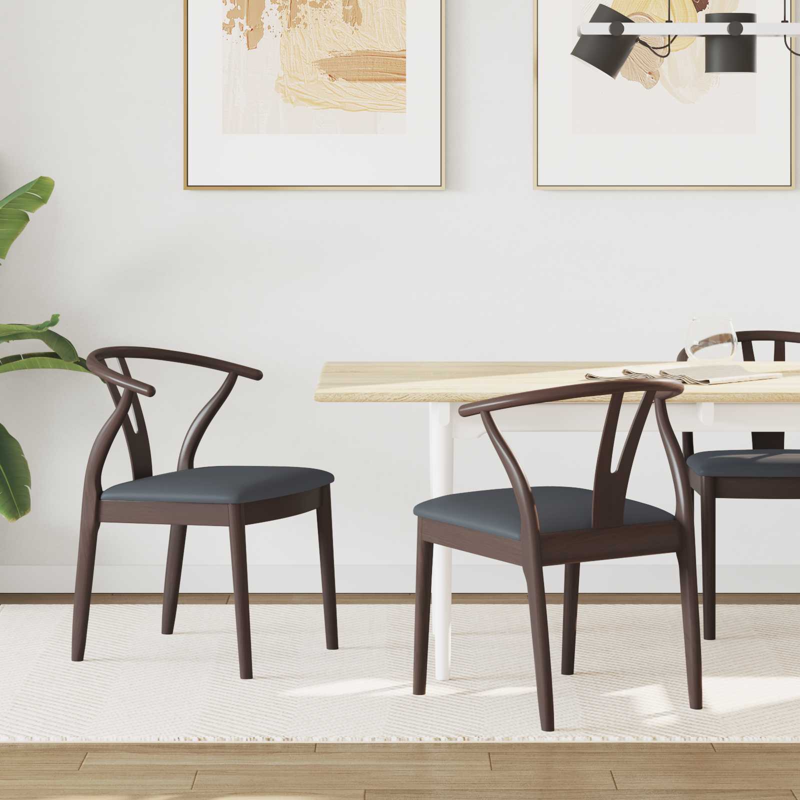 Sedia Da Pranzo 2 Pcs Marrone Chiaro E Nero