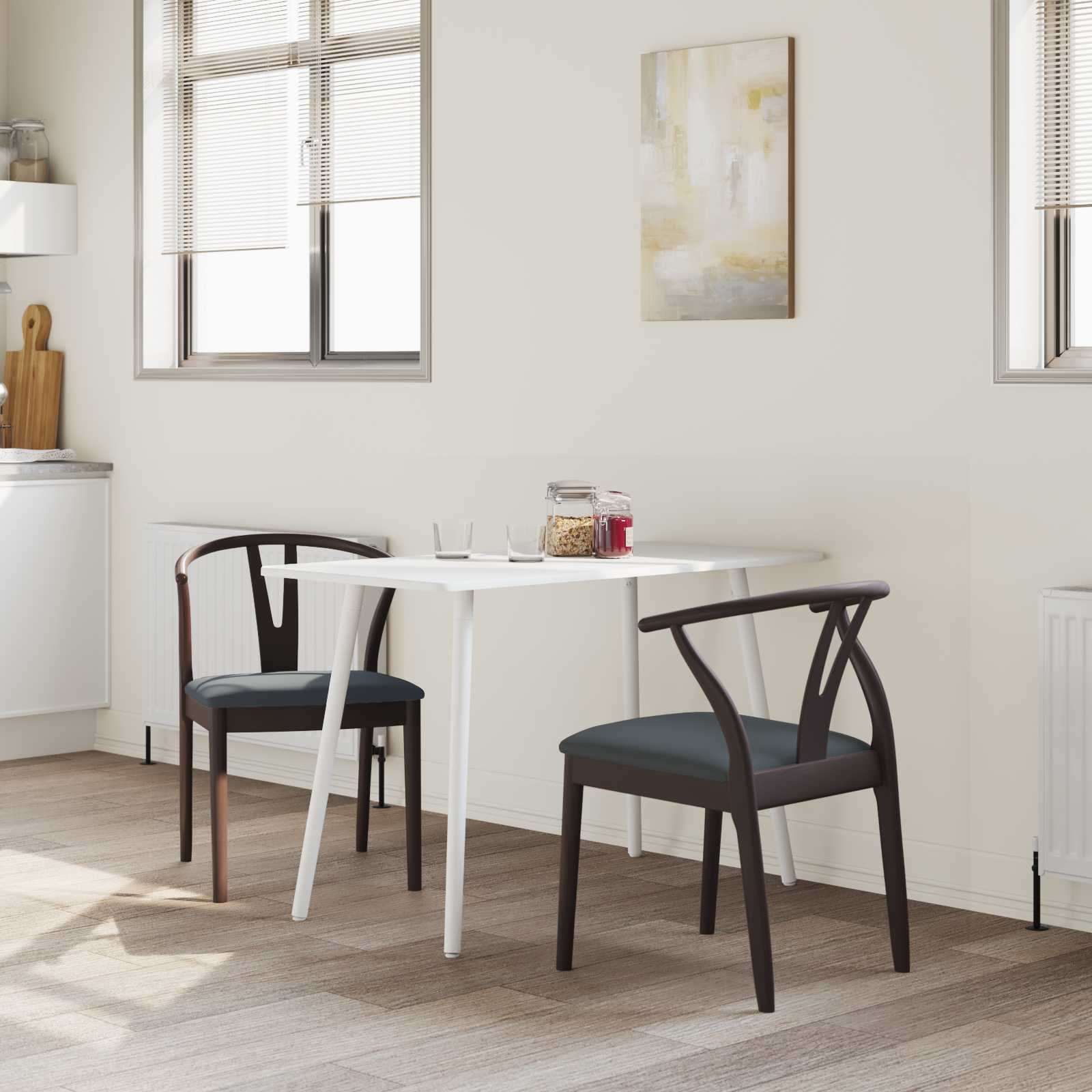 Sedia Da Pranzo 2 Pcs Marrone Chiaro E Nero - Image 3