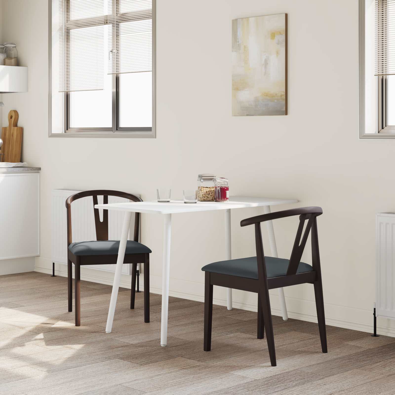 Sedia Da Pranzo 2 Pcs Marrone Chiaro E Nero - Image 3