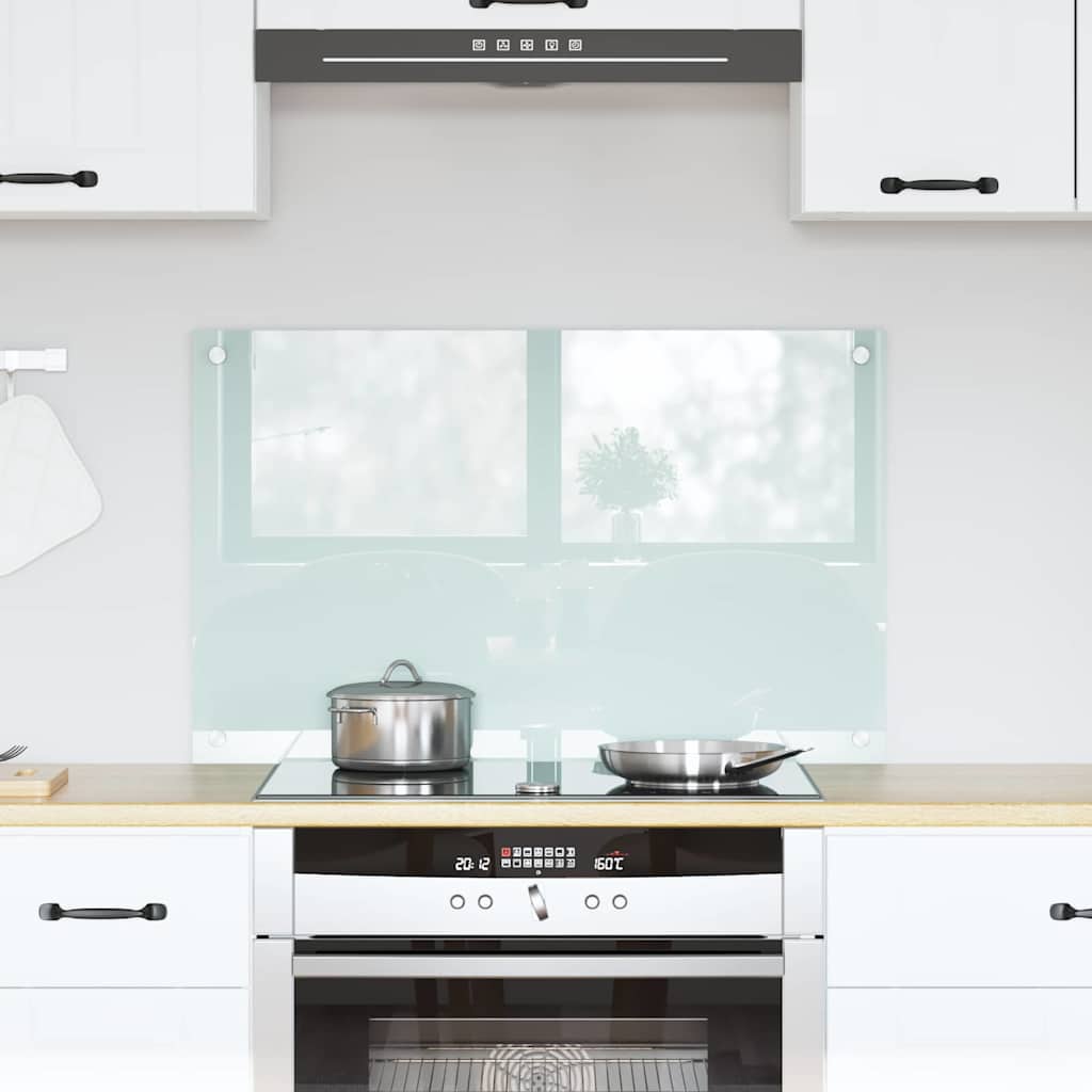 Rivestimento Da Cucina Bianco 80 X 50 Cm Vetro Temperato