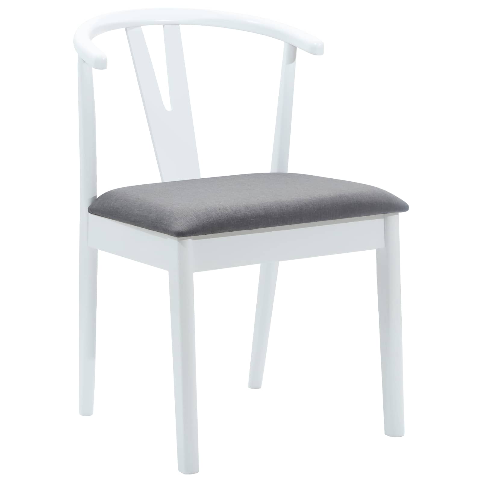 Sedia Da Pranzo 2 Pcs Bianco E Grigio Legno Di Gomma Solido - Image 4