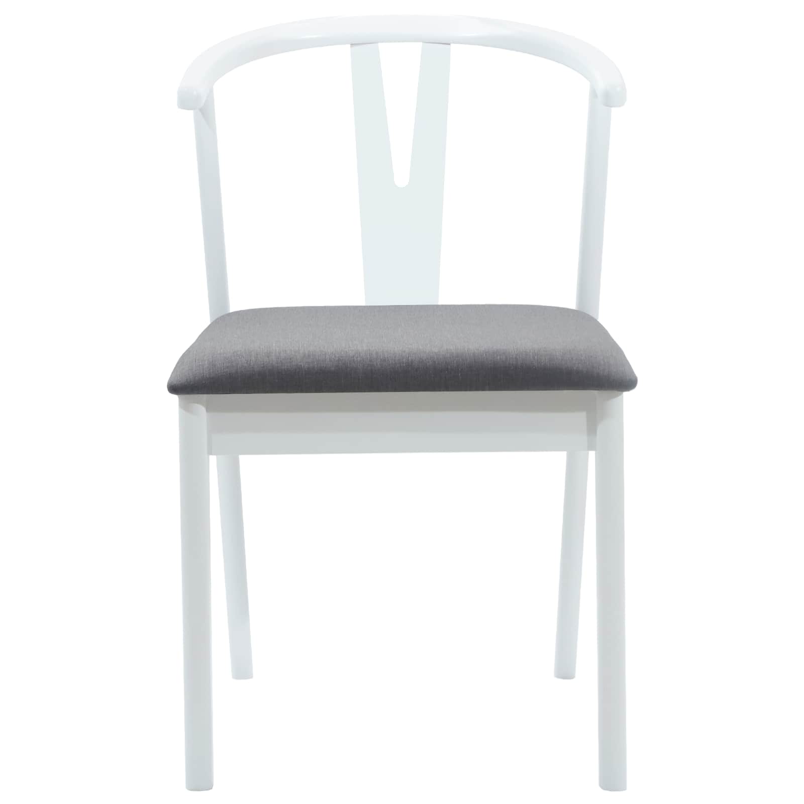 Sedia Da Pranzo 2 Pcs Bianco E Grigio Legno Di Gomma Solido - Image 5