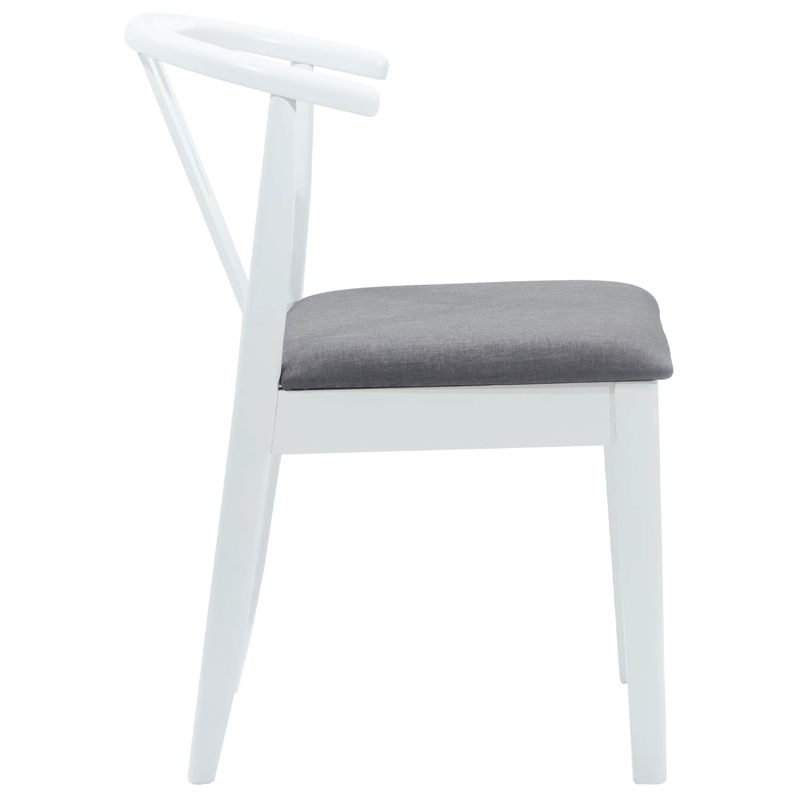 Sedia Da Pranzo 2 Pcs Bianco E Grigio Legno Di Gomma Solido - Image 6