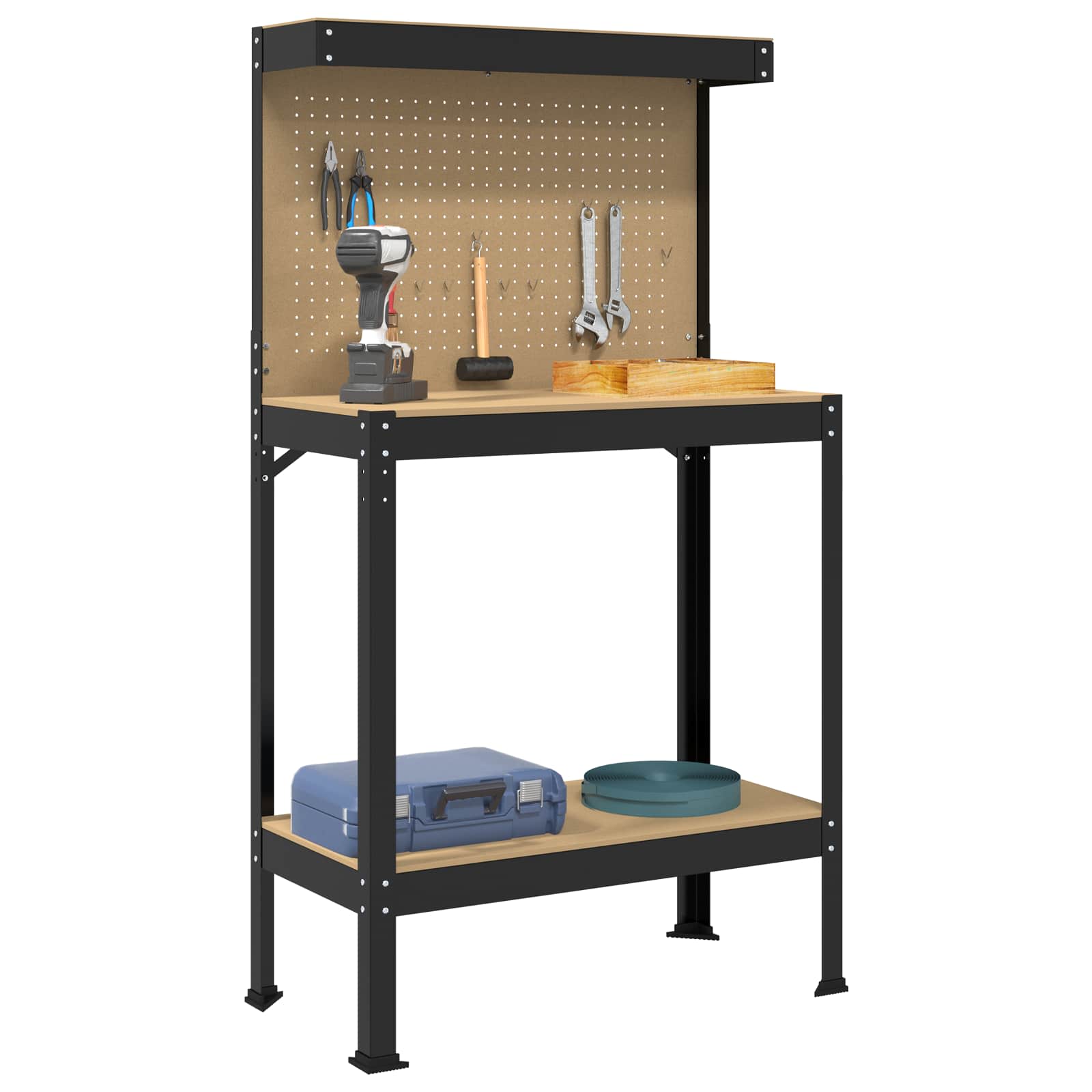 Banchi Da Lavoro Nero 81 X 41 X 145 Cm Legno Multistrato - Image 3