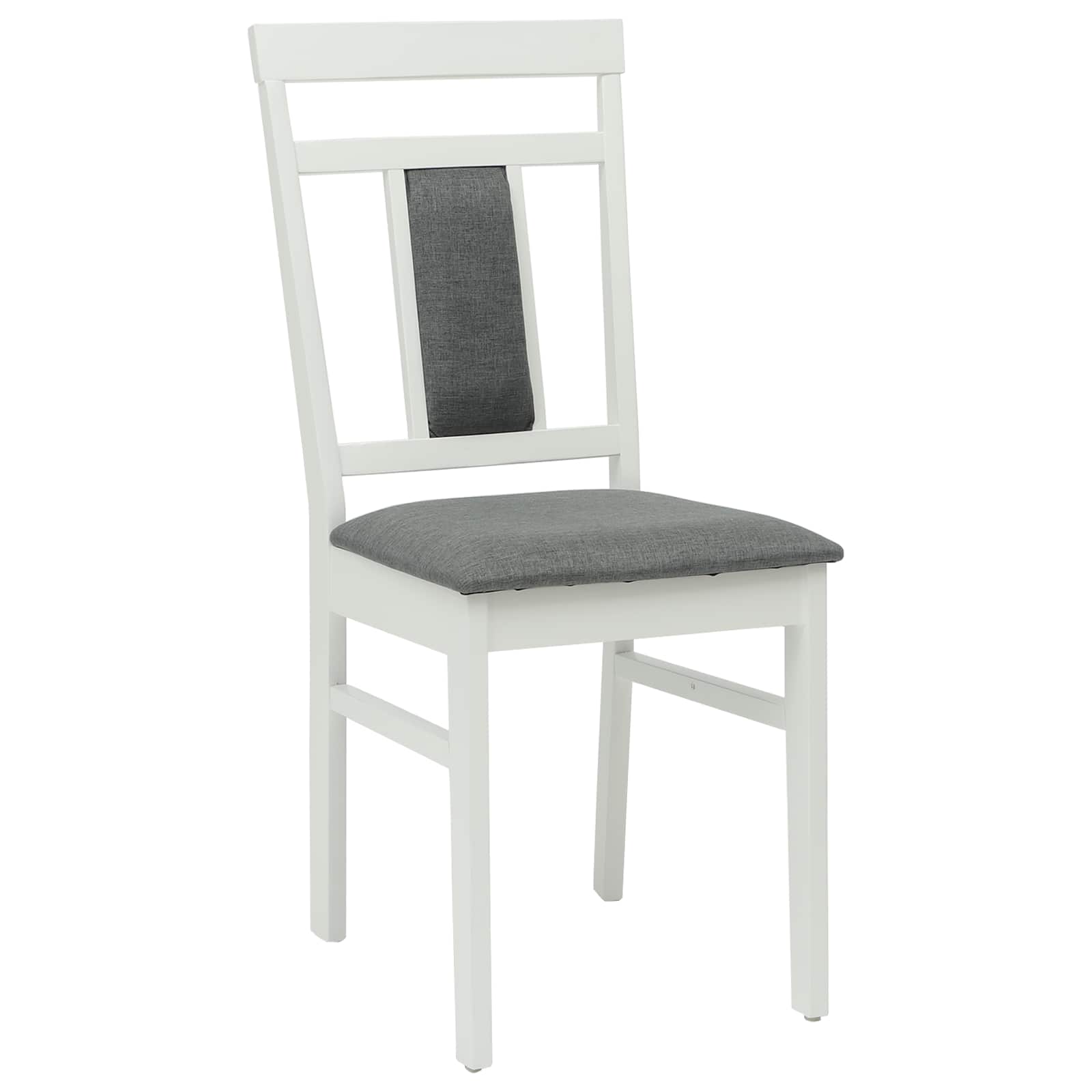 Sedia Da Pranzo 2 Pcs Bianco E Grigio Legno Di Gomma Solido - Image 4