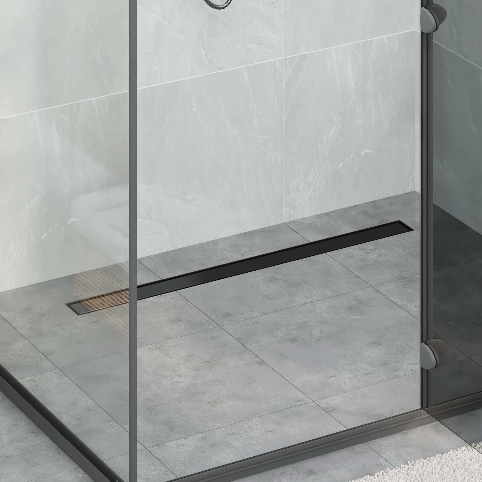 Drenaggio Doccia 2 In 1 Nero 100 Cm Acciaio Inox 304