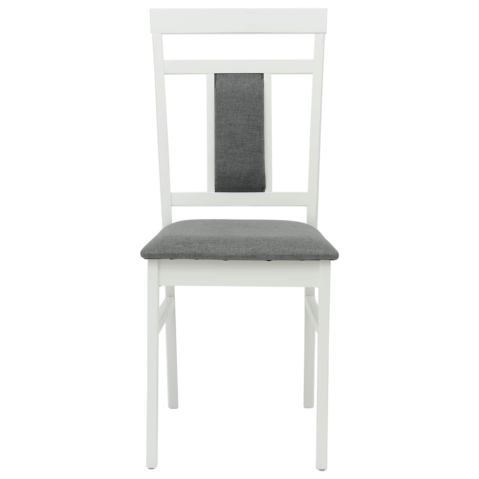 Sedia Da Pranzo 2 Pcs Bianco E Grigio Legno Di Gomma Solido - Image 5