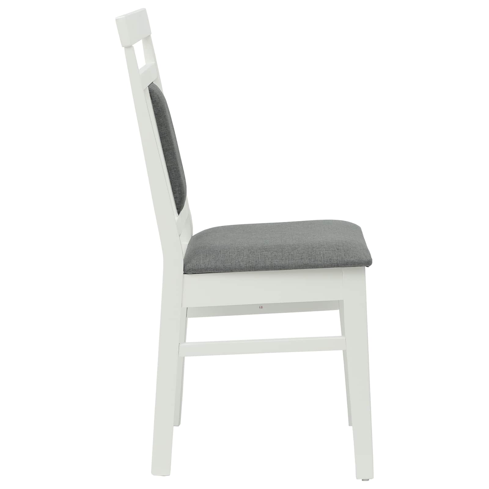 Sedia Da Pranzo 2 Pcs Bianco E Grigio Legno Di Gomma Solido - Image 6