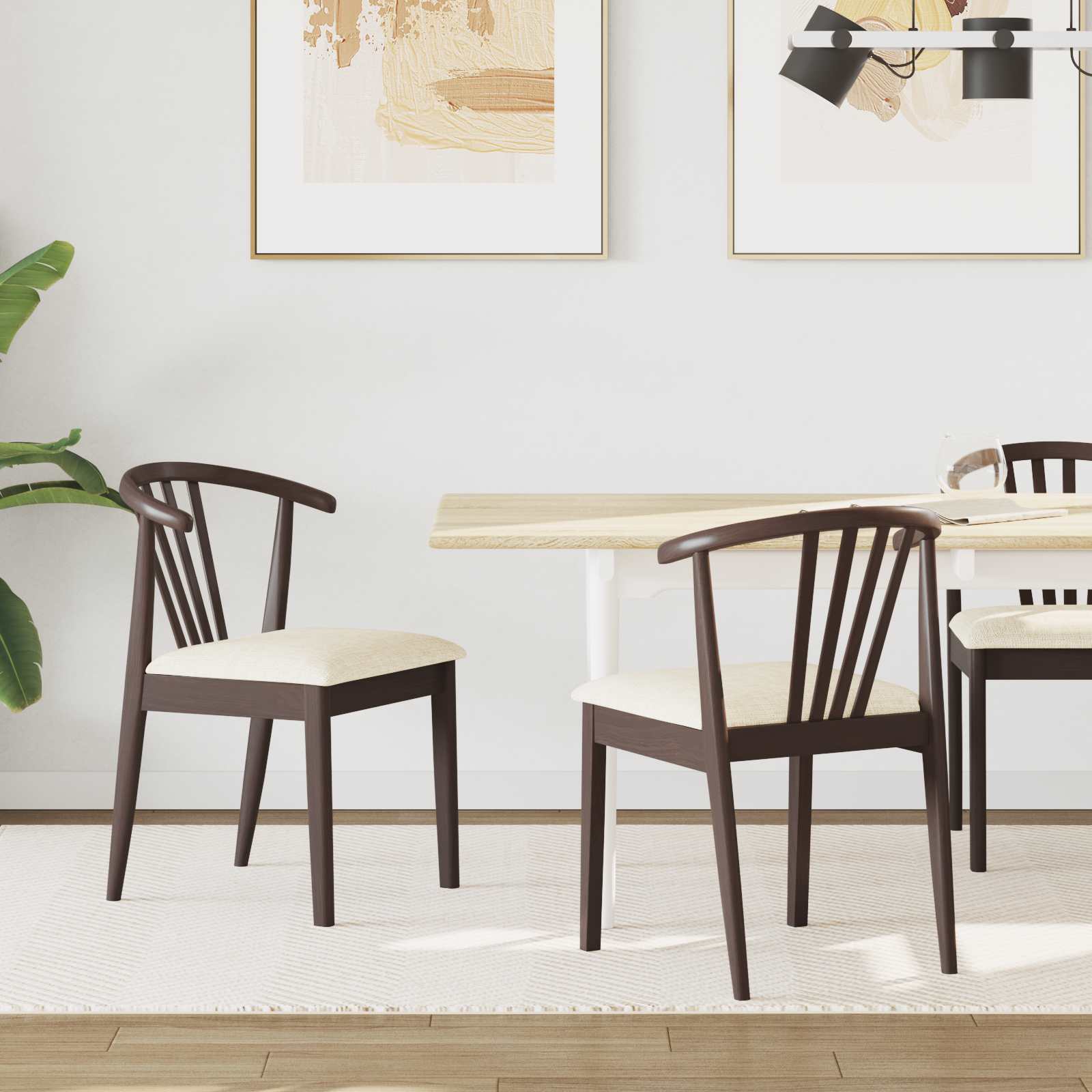 Sedia Da Pranzo 2 Pcs Marrone Chiaro E Chiaro