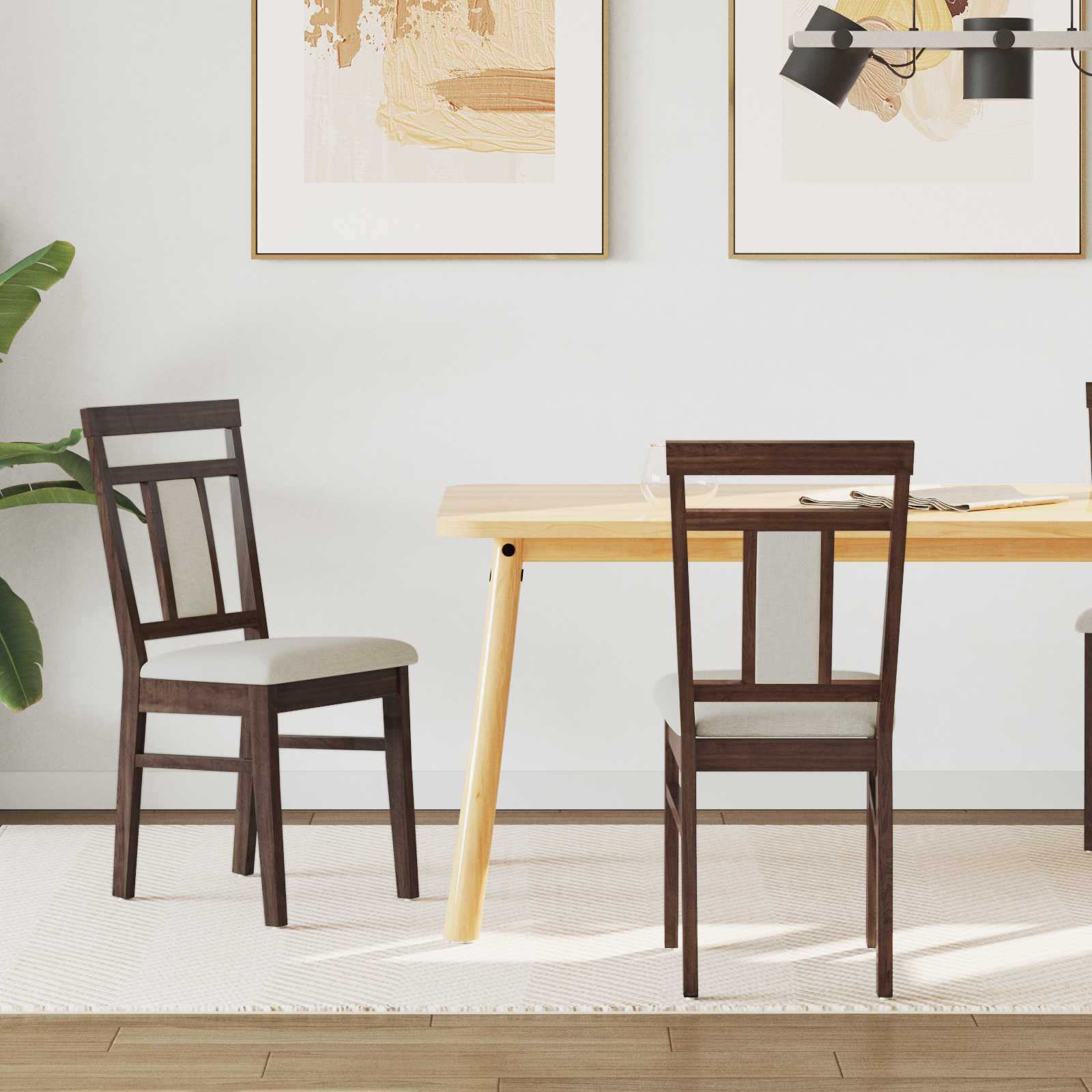 Sedia Da Pranzo 2 Pcs Marrone Chiaro E Chiaro
