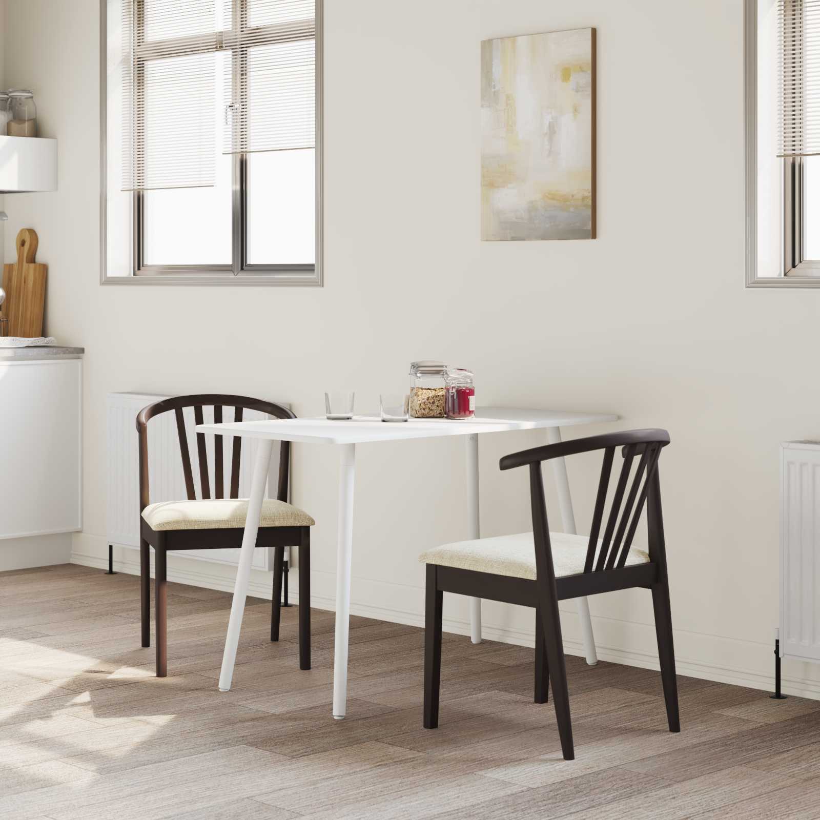 Sedia Da Pranzo 2 Pcs Marrone Chiaro E Chiaro - Image 3