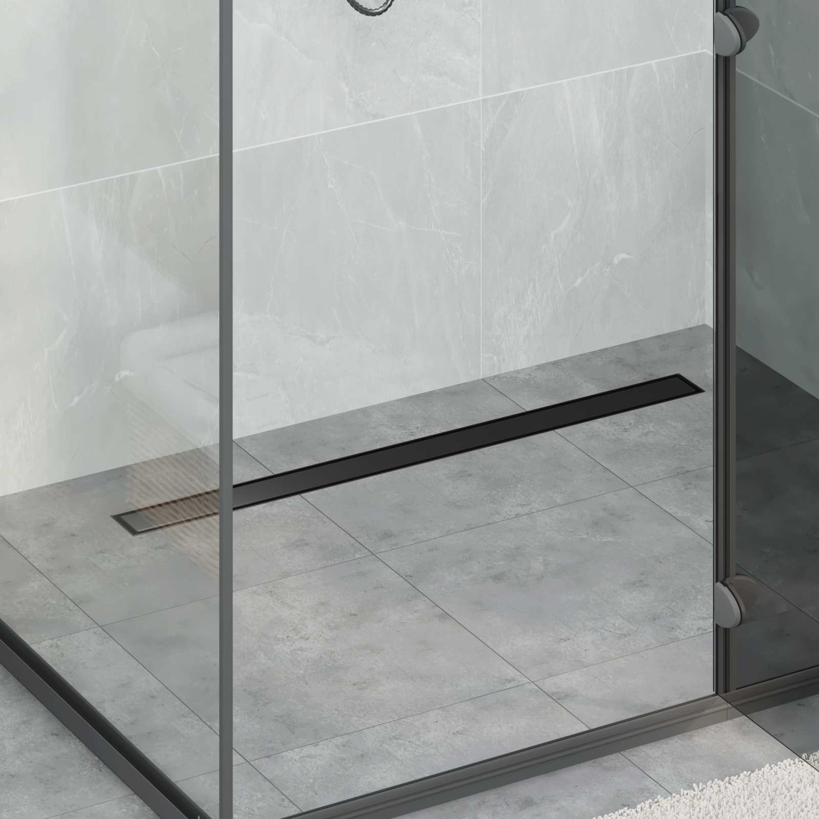 Scarico Doccia 2-IN-1 Con Sifone A 360° Nero 90 cm