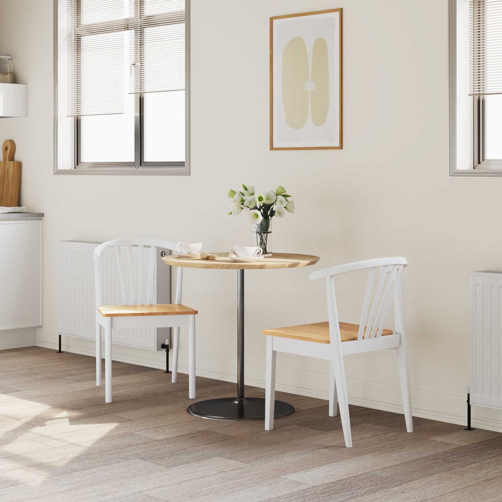 Sedia Da Pranzo 2 Pcs Bianco E Naturale - Image 3