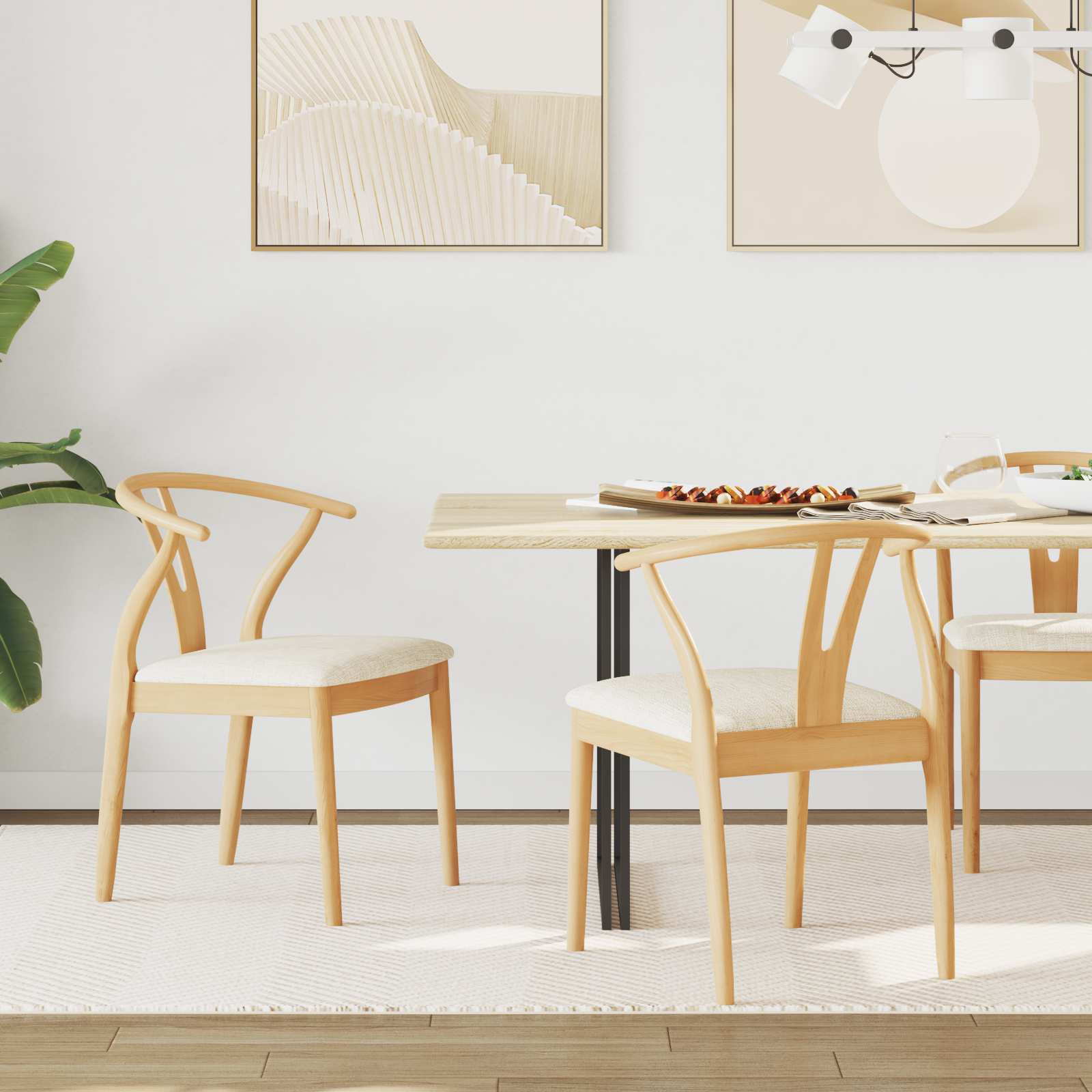 Sedia Da Pranzo 2 Pcs Naturale E Chiaro Legno Di Gomma Solido