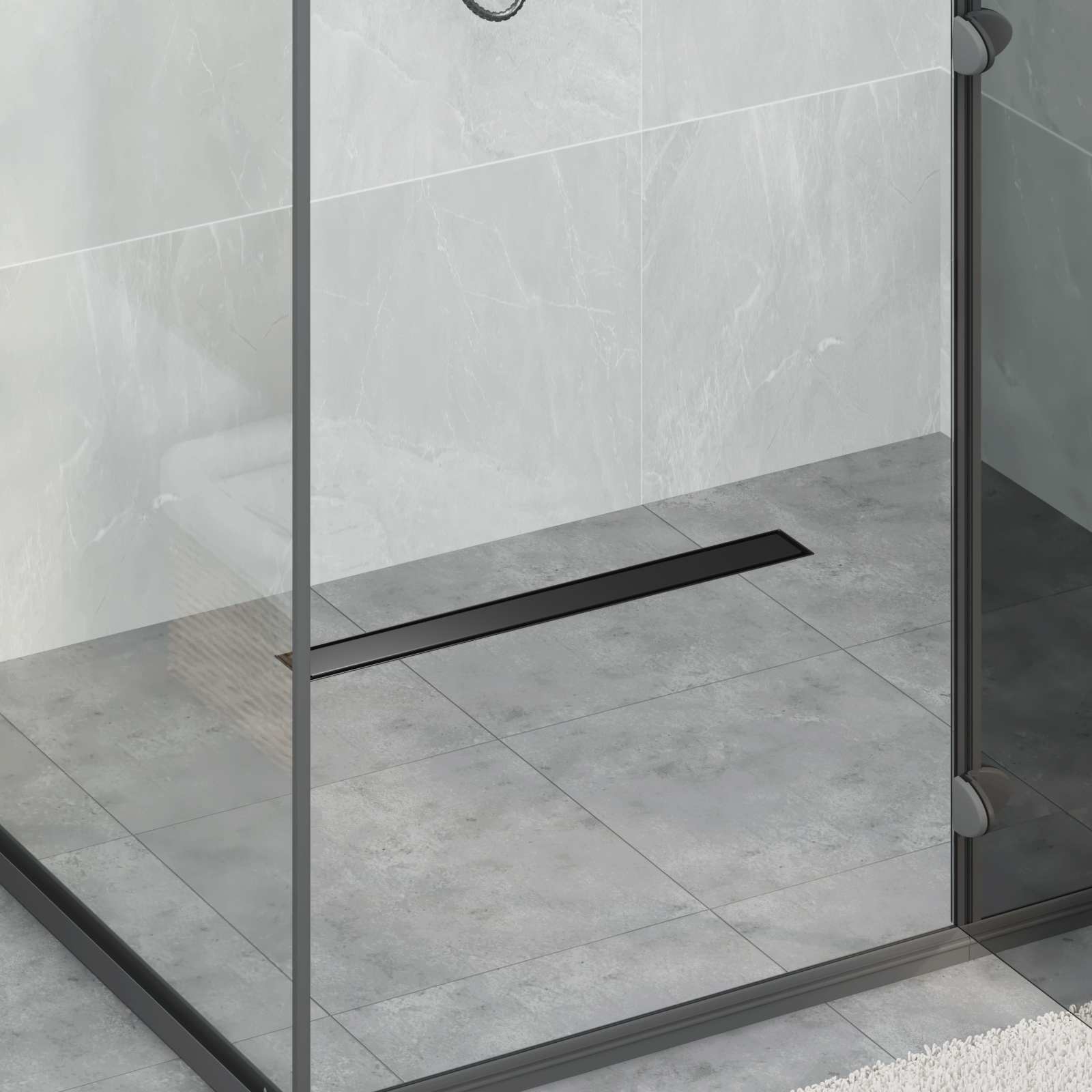 Scarico Doccia 2-IN-1 Con Sifone A 360° Nero 60 cm