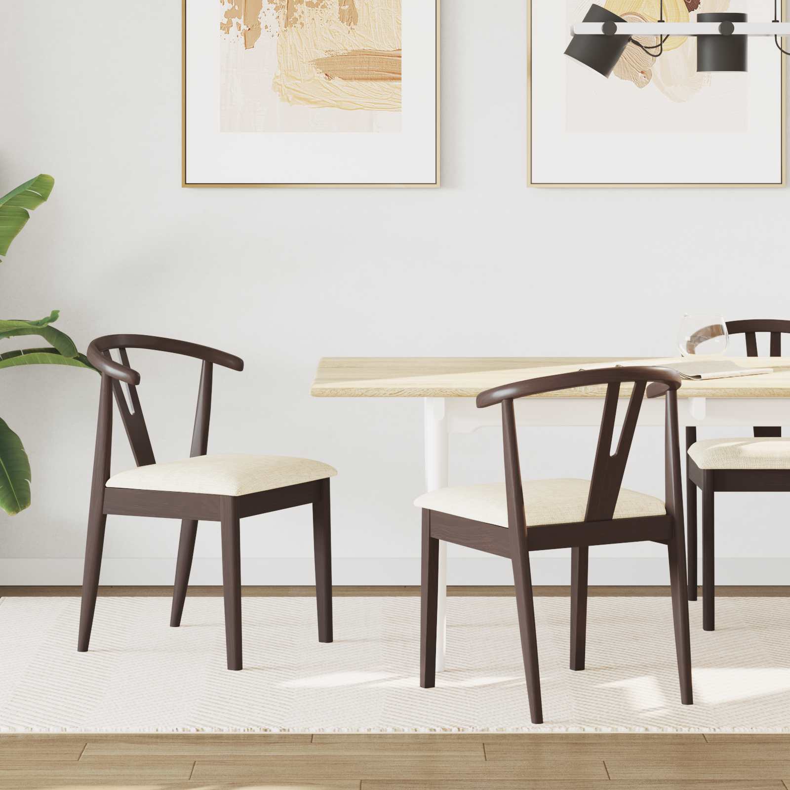 Sedia Da Pranzo 2 Pcs Marrone Chiaro E Chiaro