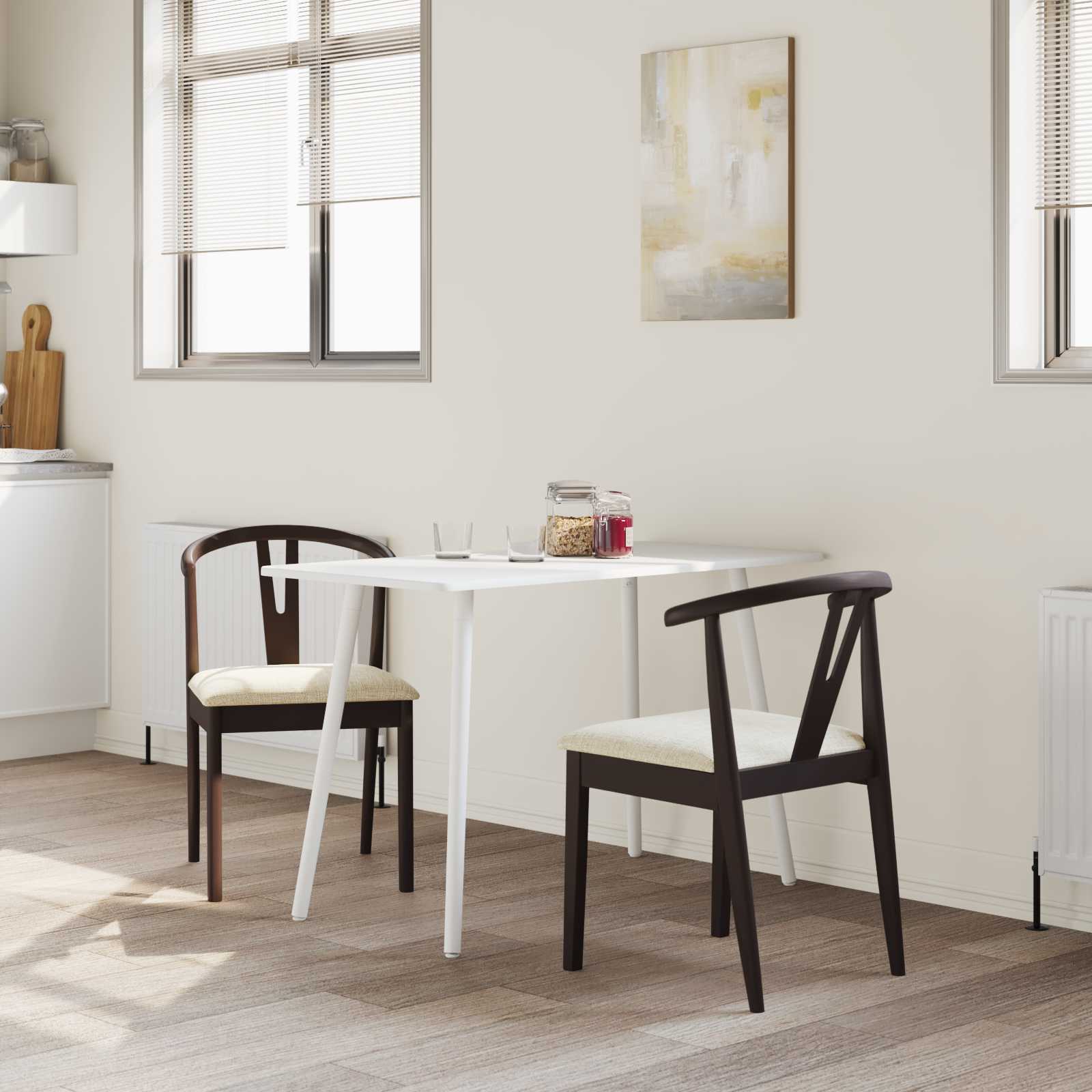 Sedia Da Pranzo 2 Pcs Marrone Chiaro E Chiaro - Image 3