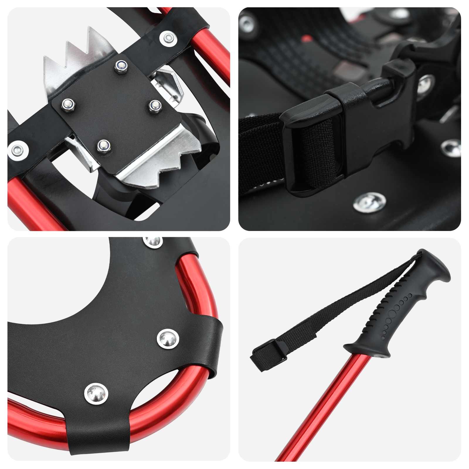 Racchette Da Neve 3 In 1 Con Bastoni Da Trekking Rosso E Nero - Image 5